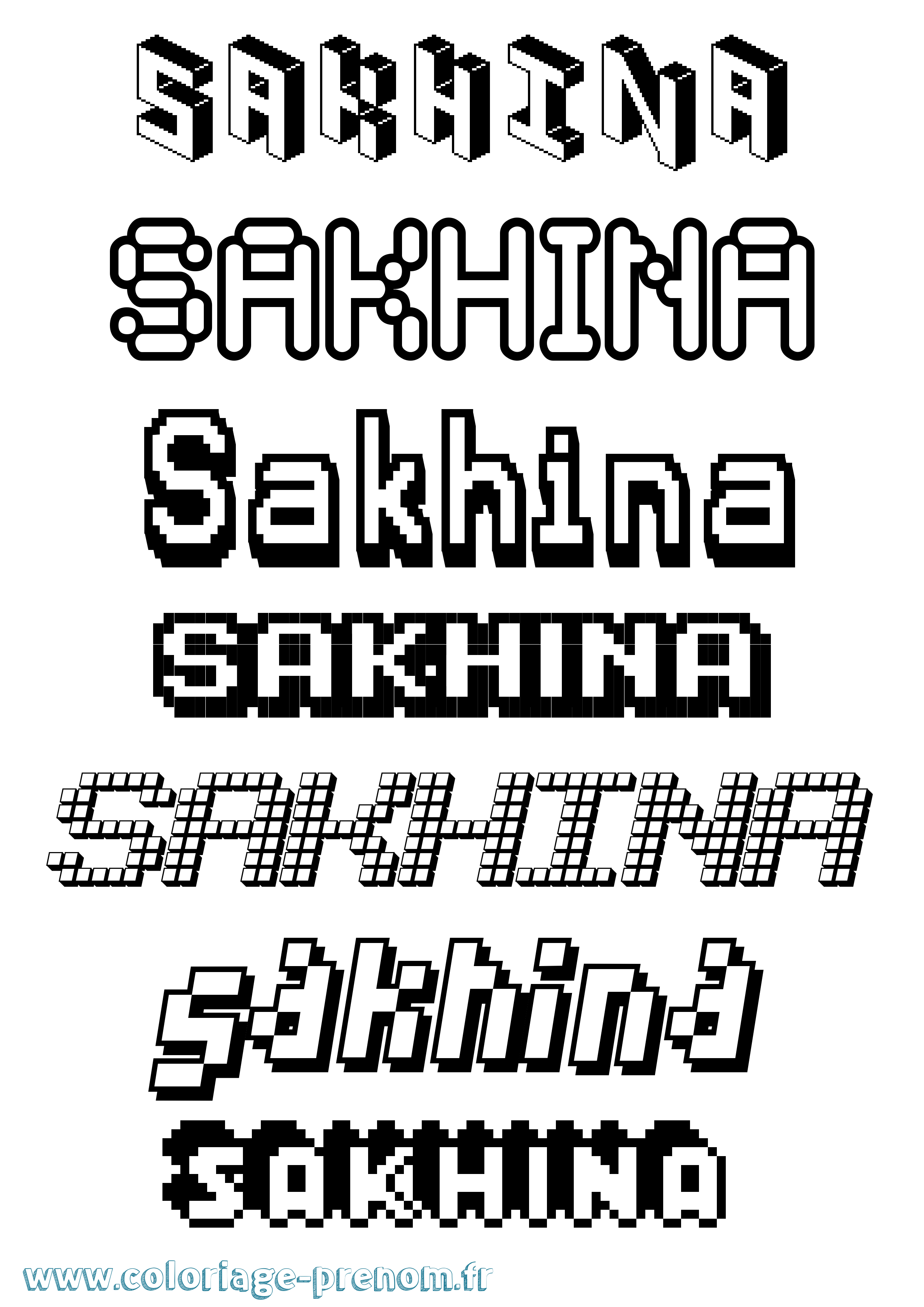 Coloriage Sakhina Pixel Coloriage prénom Sakhina Pixel