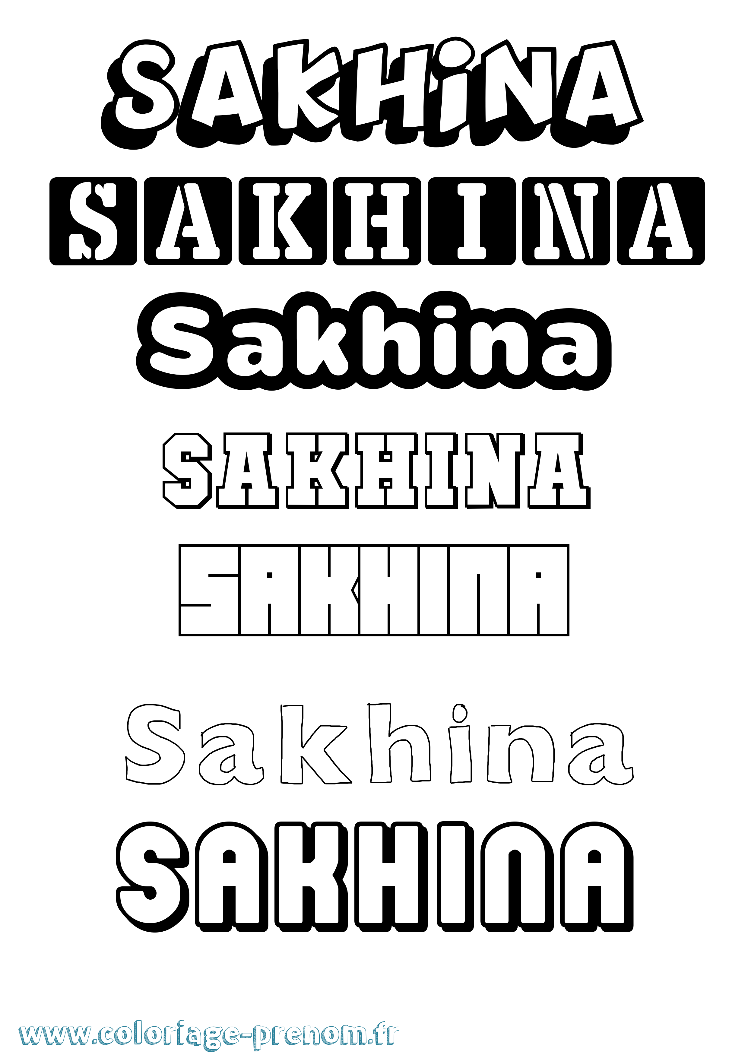 Coloriage Sakhina Simple Coloriage prénom Sakhina Simple