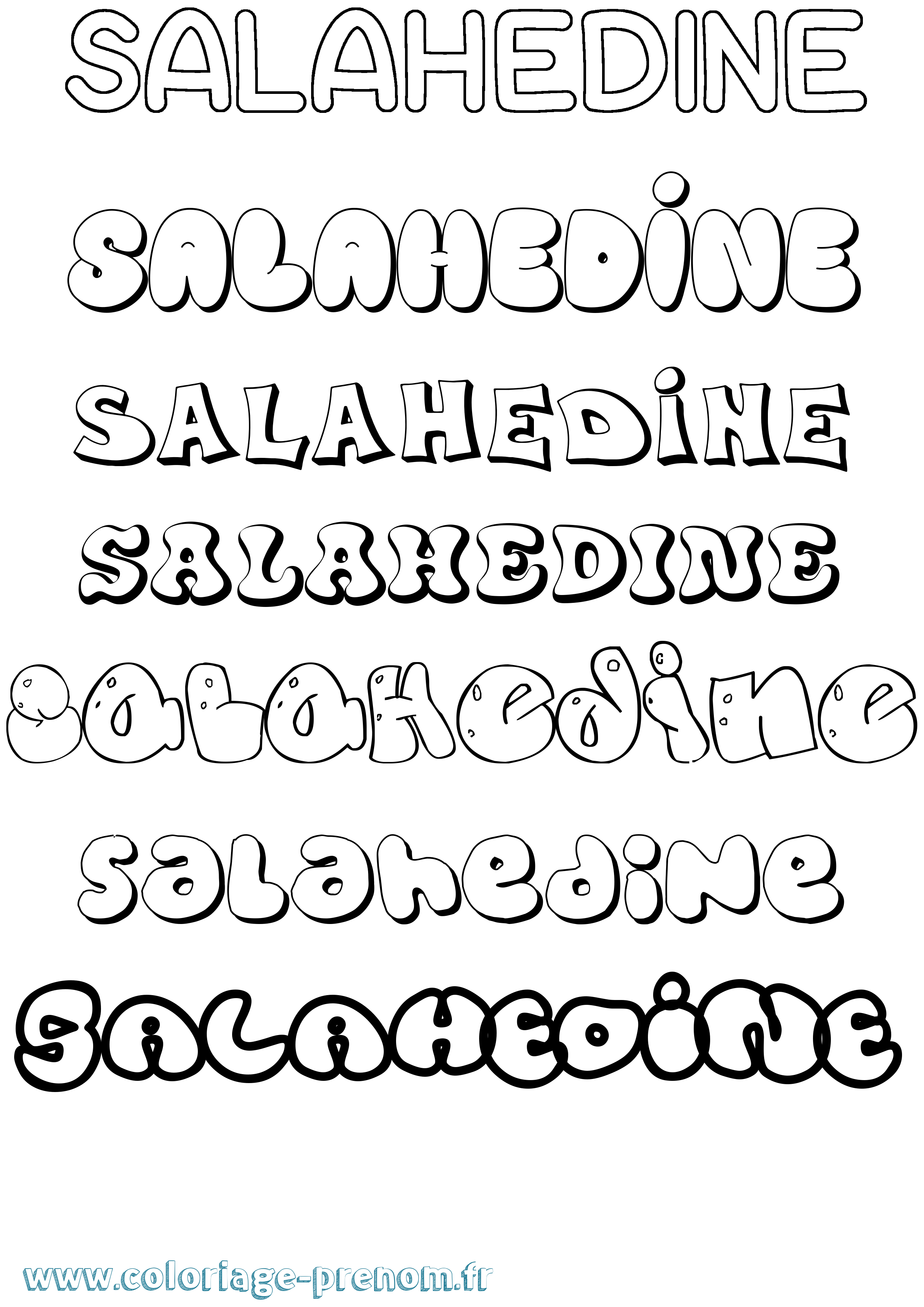 Coloriage Salahedine Bubble Coloriage prénom Salahedine Bubble