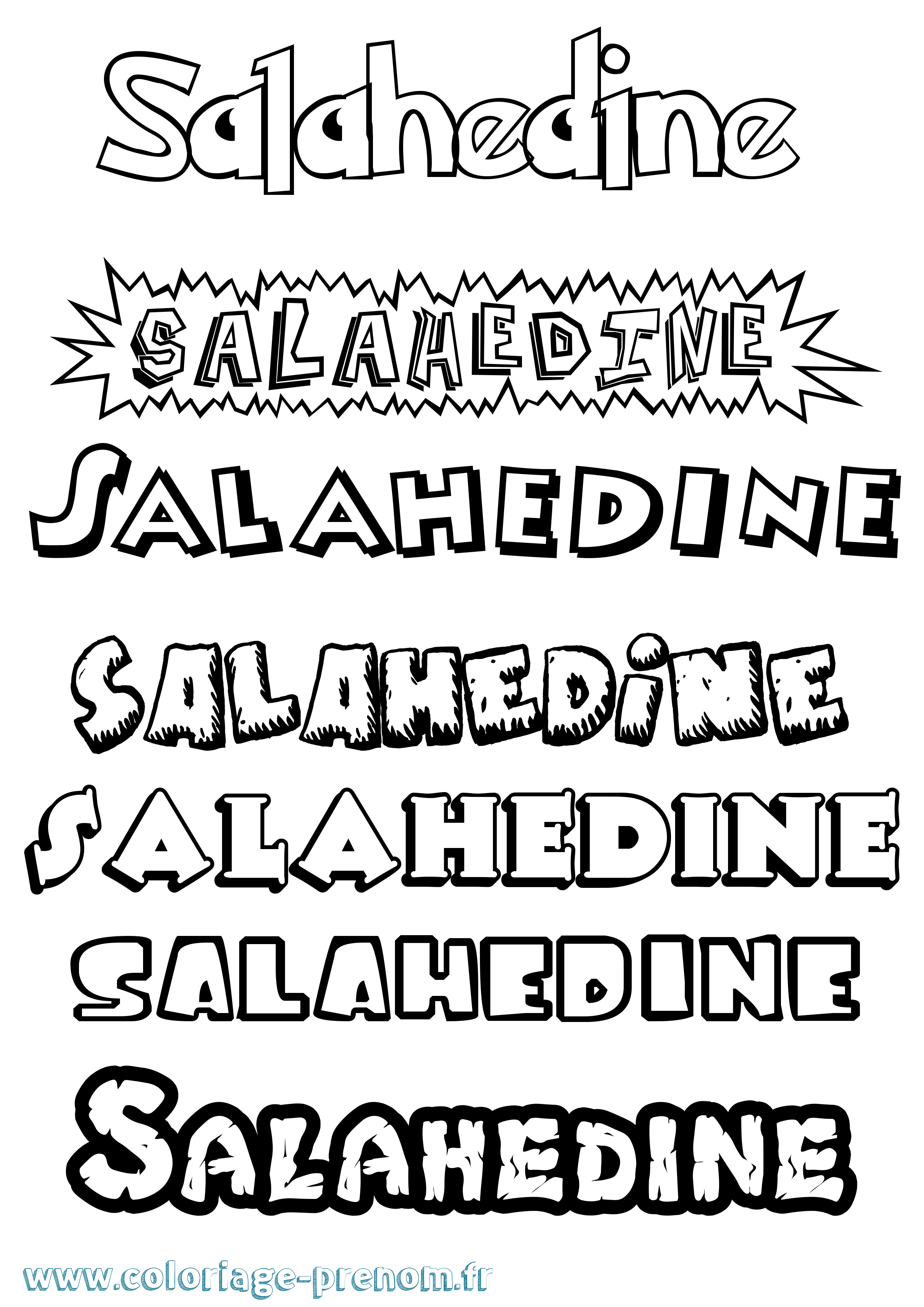 Coloriage Salahedine Dessin Animé Coloriage prénom Salahedine Dessin Animé