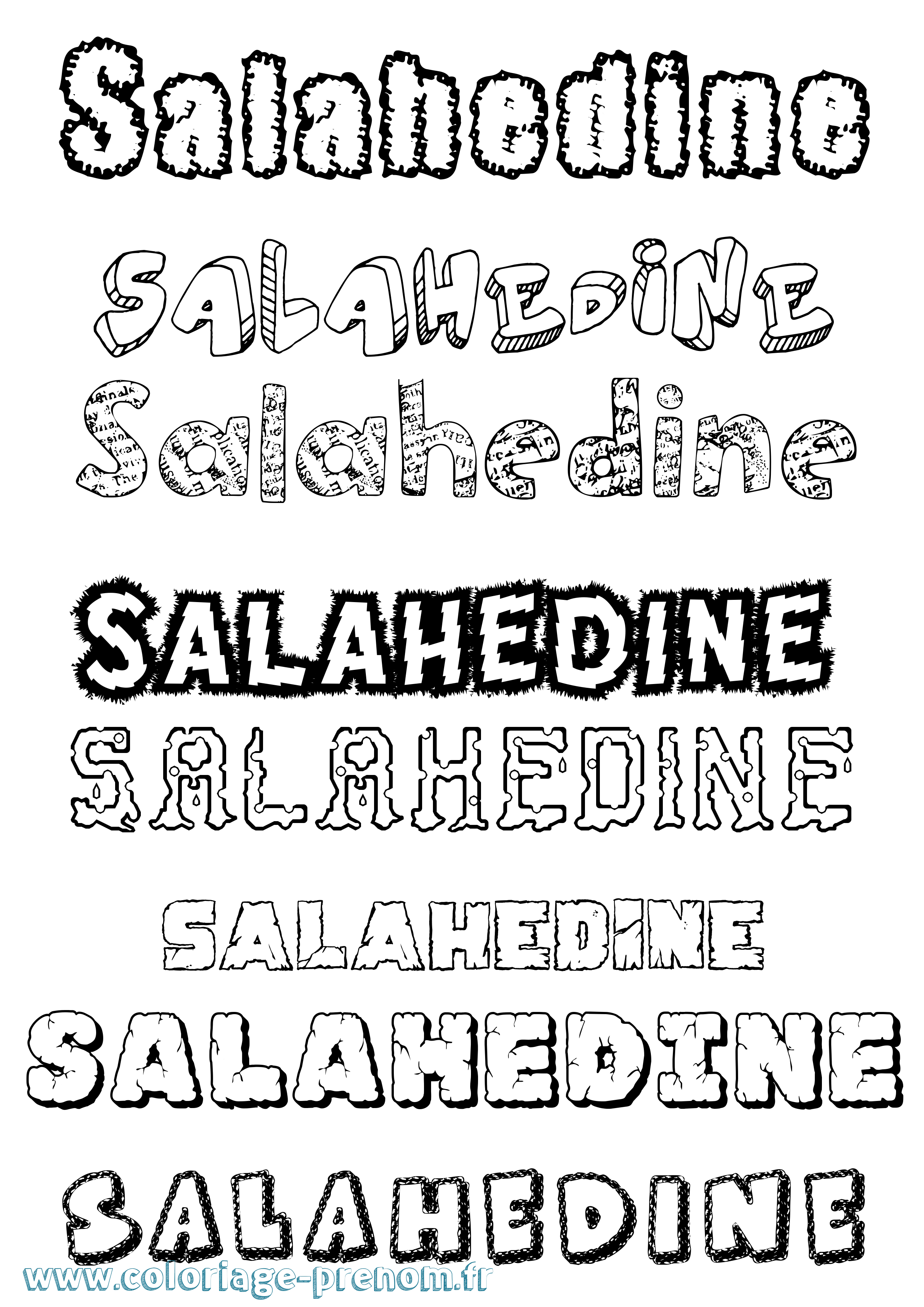 Coloriage Salahedine Destructuré Coloriage prénom Salahedine Destructuré