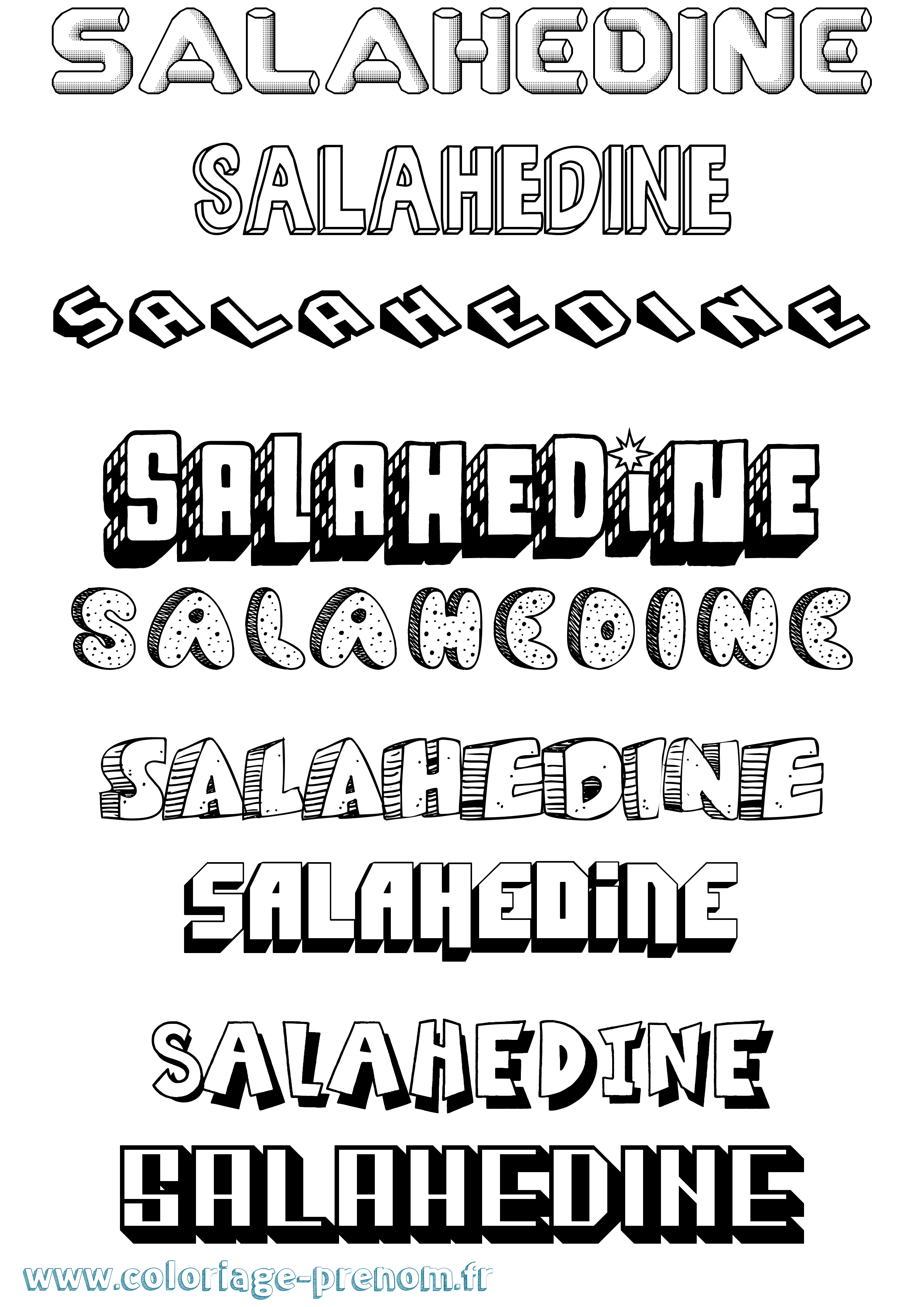 Coloriage Salahedine Effet 3D Coloriage prénom Salahedine Effet 3D