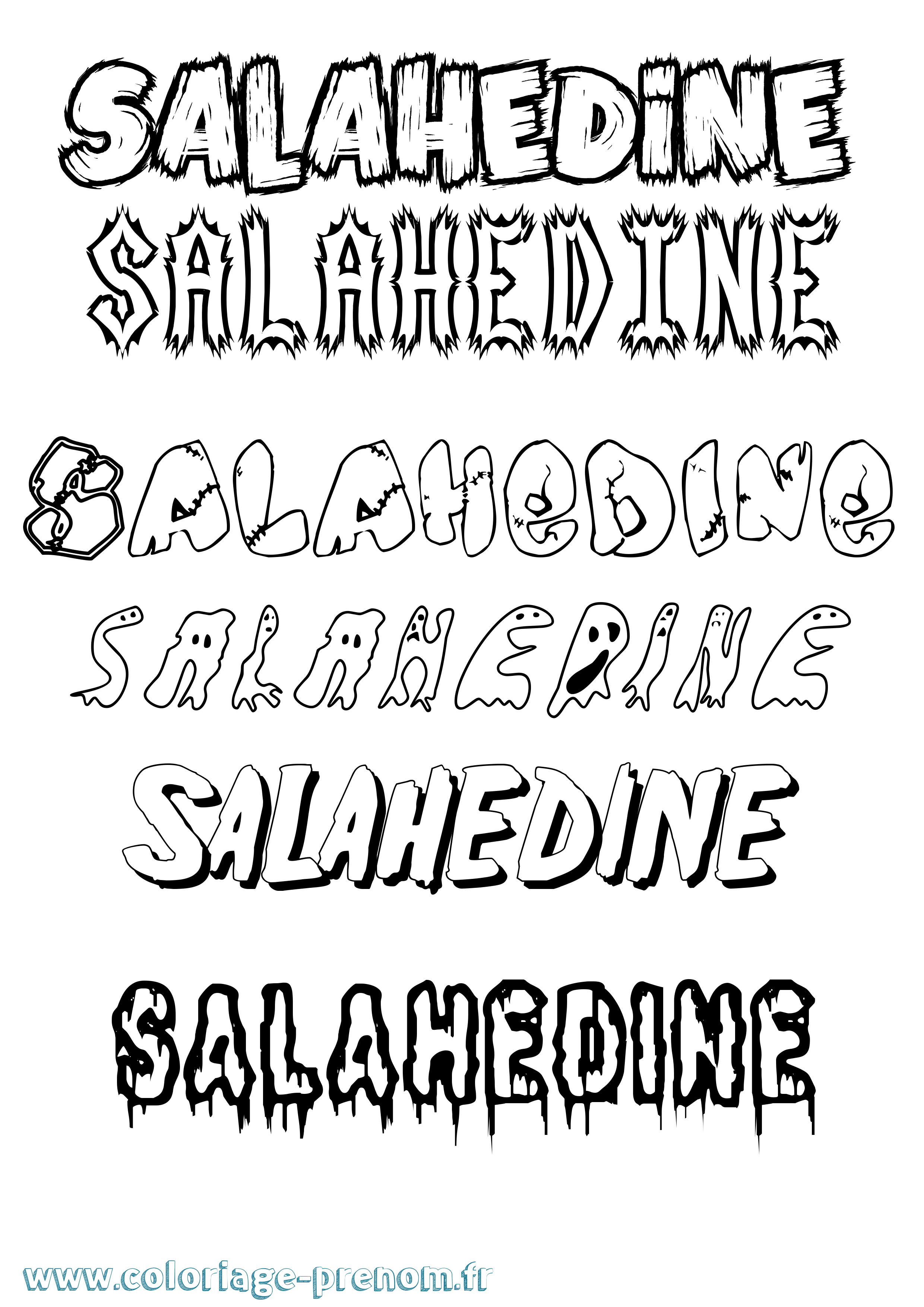 Coloriage Salahedine Frisson Coloriage prénom Salahedine Frisson