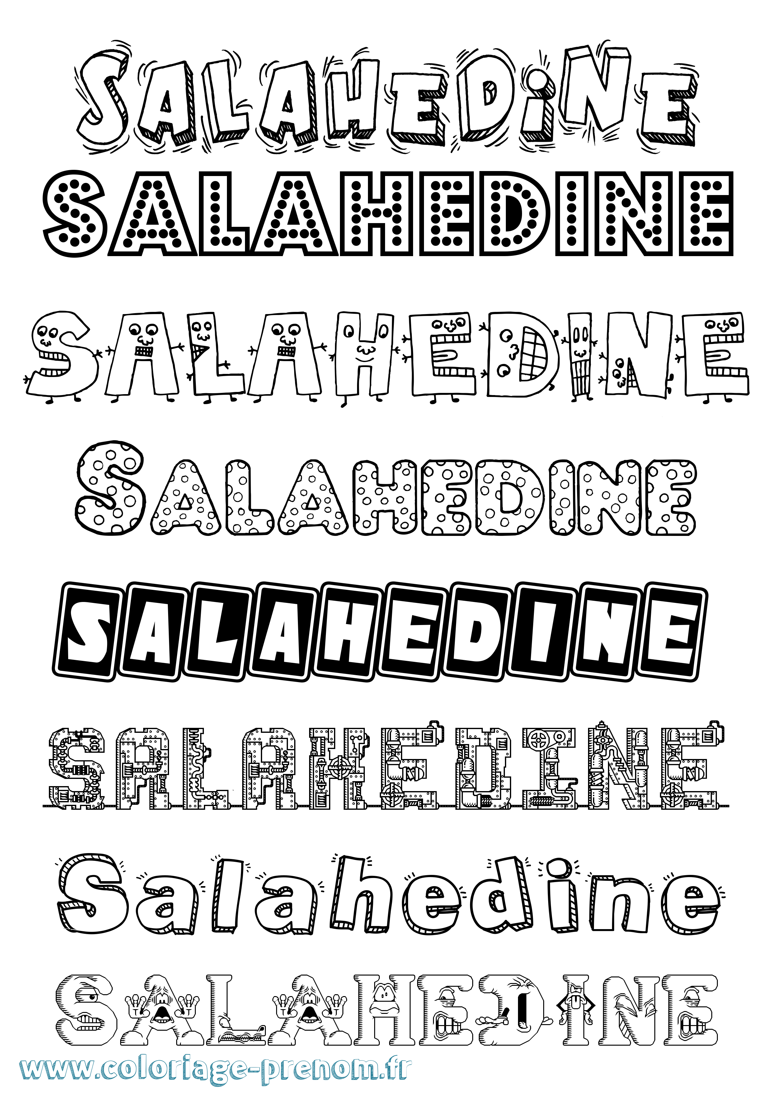 Coloriage Salahedine Fun Coloriage prénom Salahedine Fun