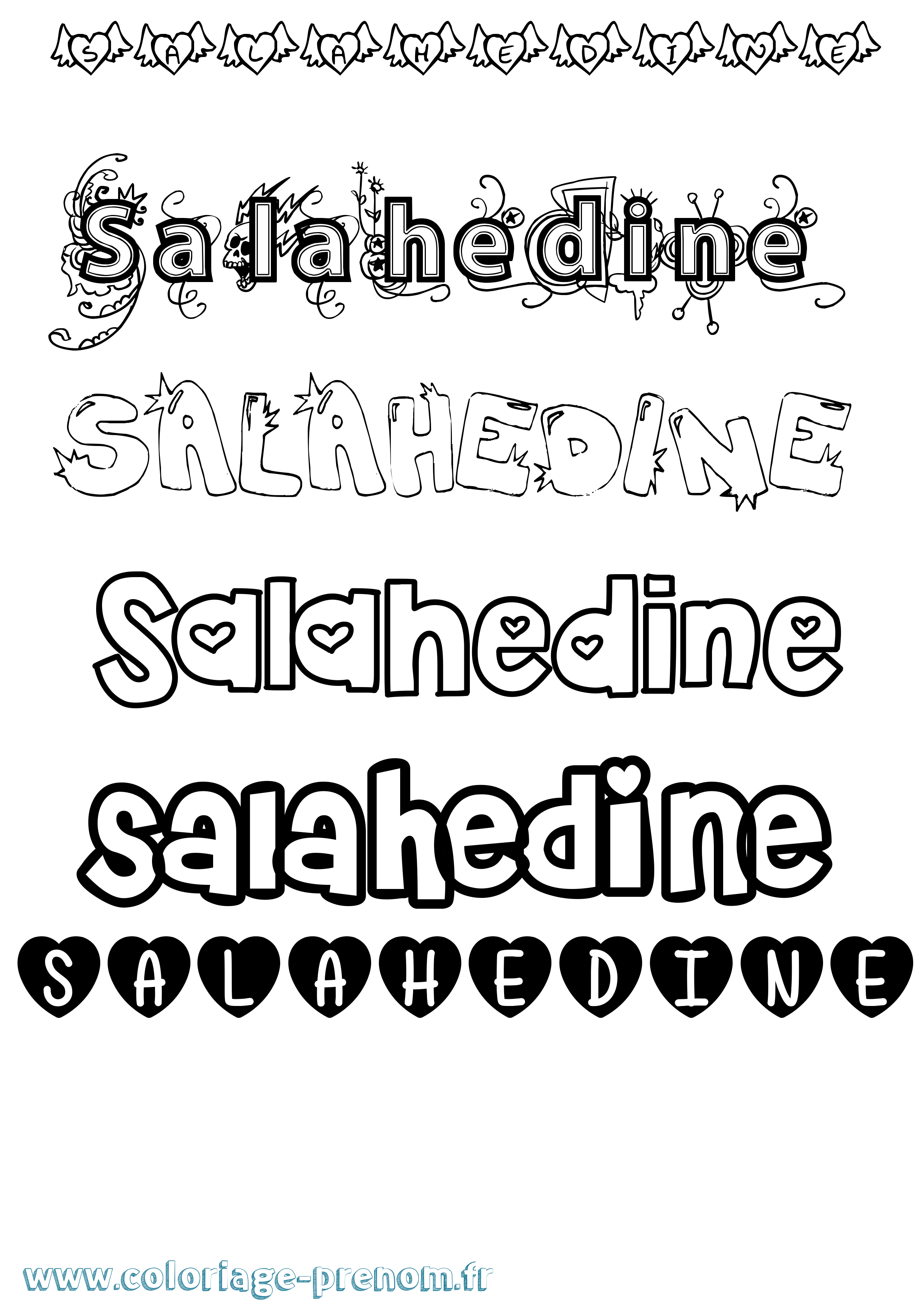 Coloriage Salahedine Girly Coloriage prénom Salahedine Girly
