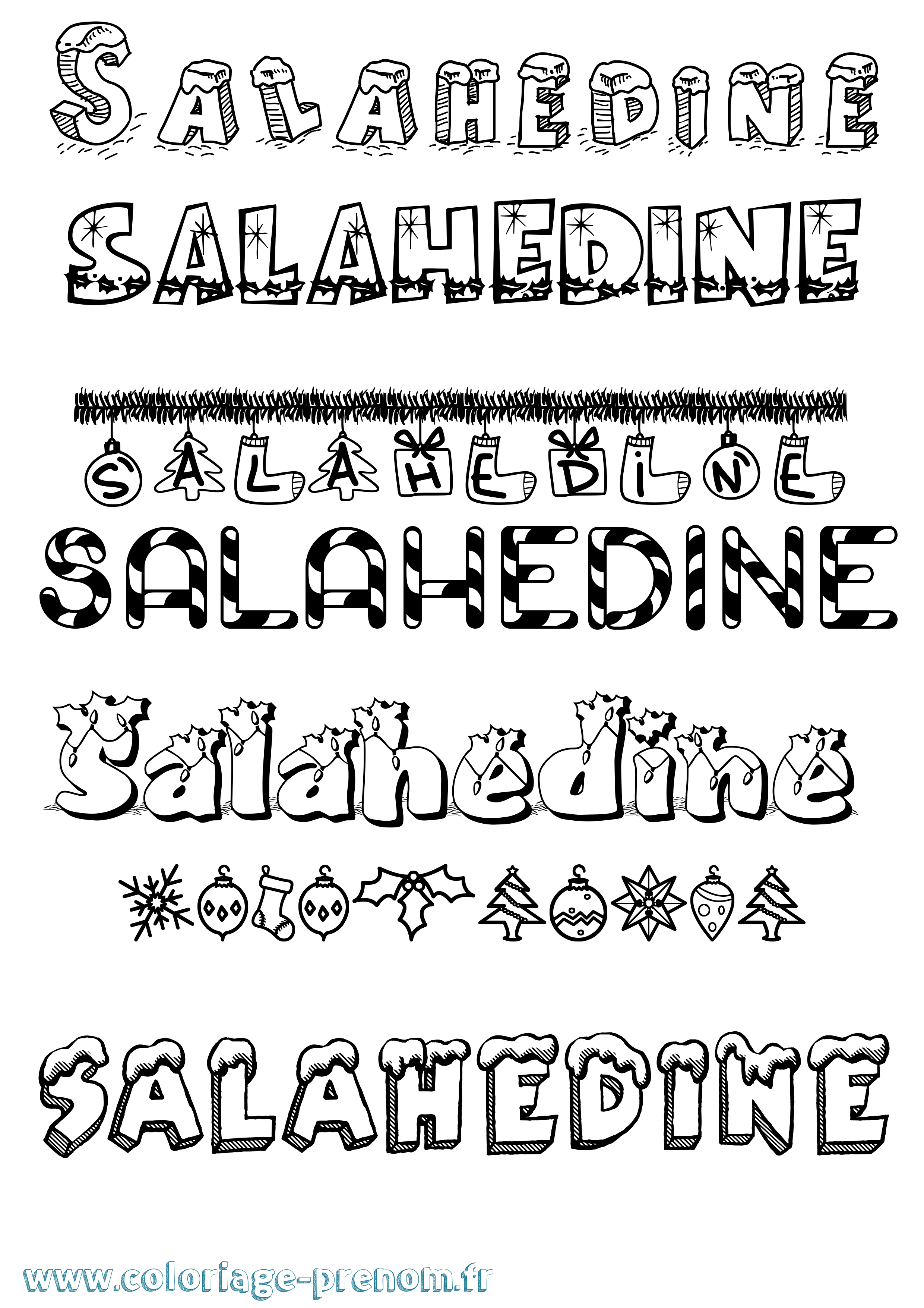 Coloriage Salahedine Noël Coloriage prénom Salahedine Noël