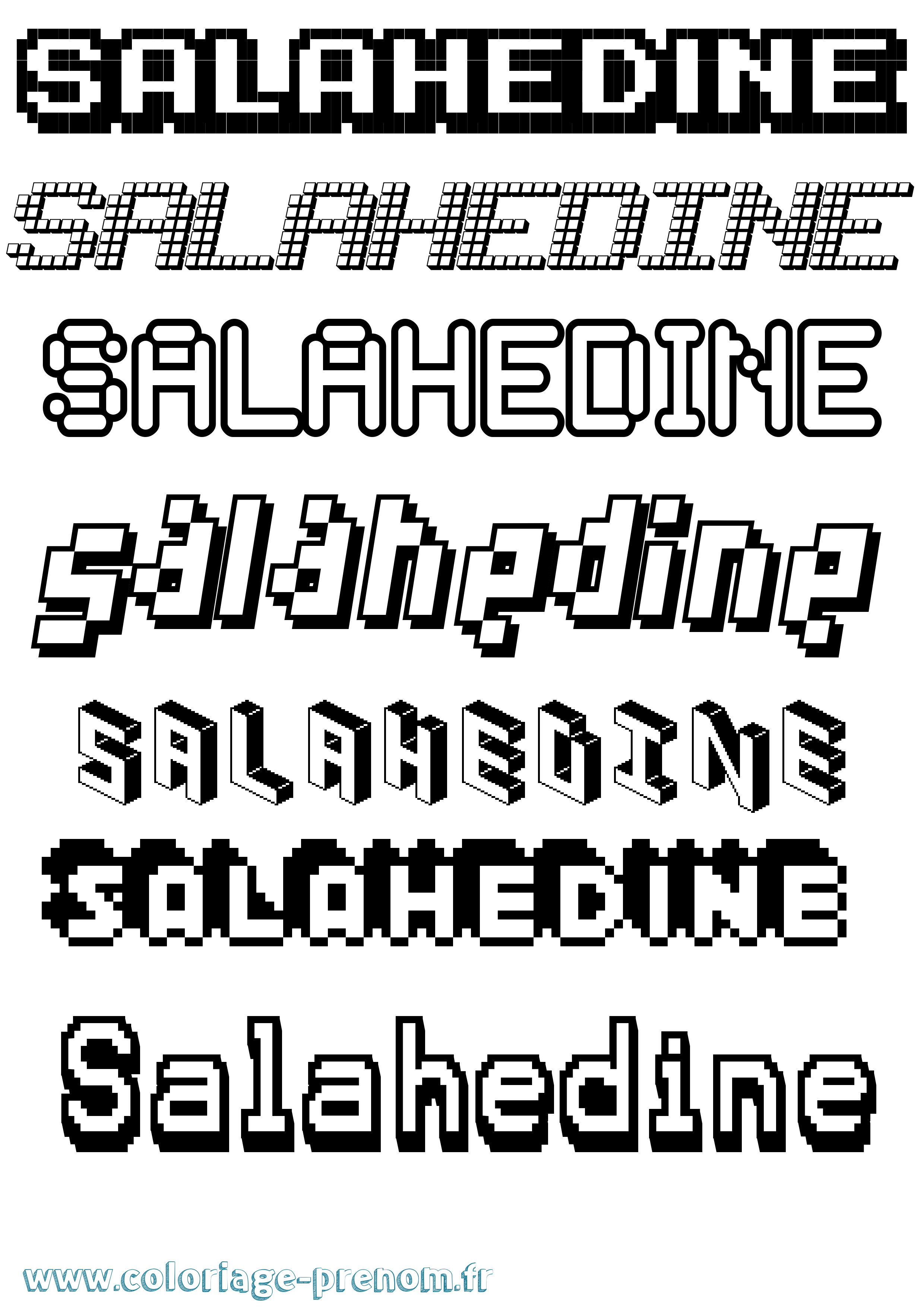 Coloriage Salahedine Pixel Coloriage prénom Salahedine Pixel