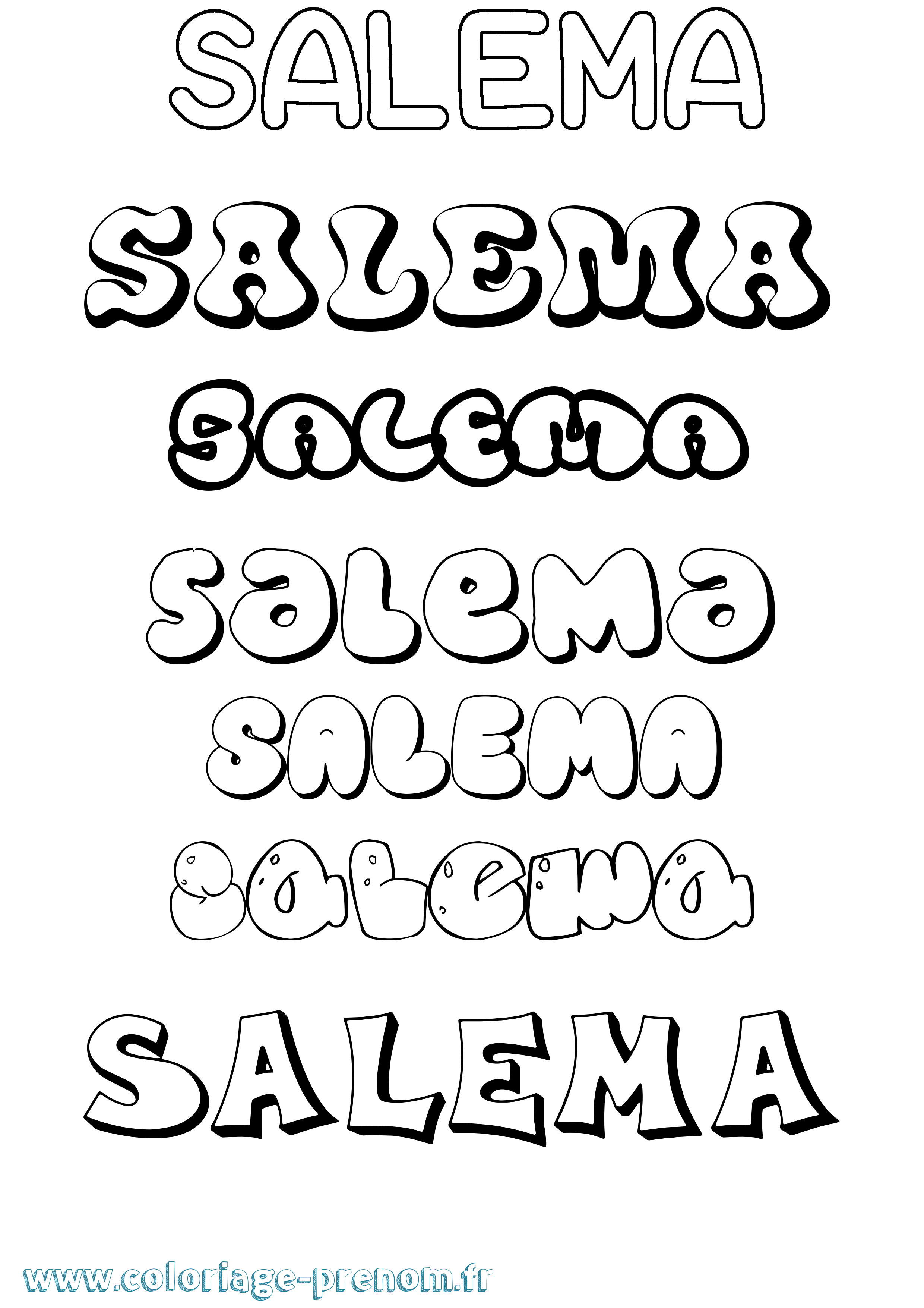 Coloriage Salema Bubble Coloriage prénom Salema Bubble