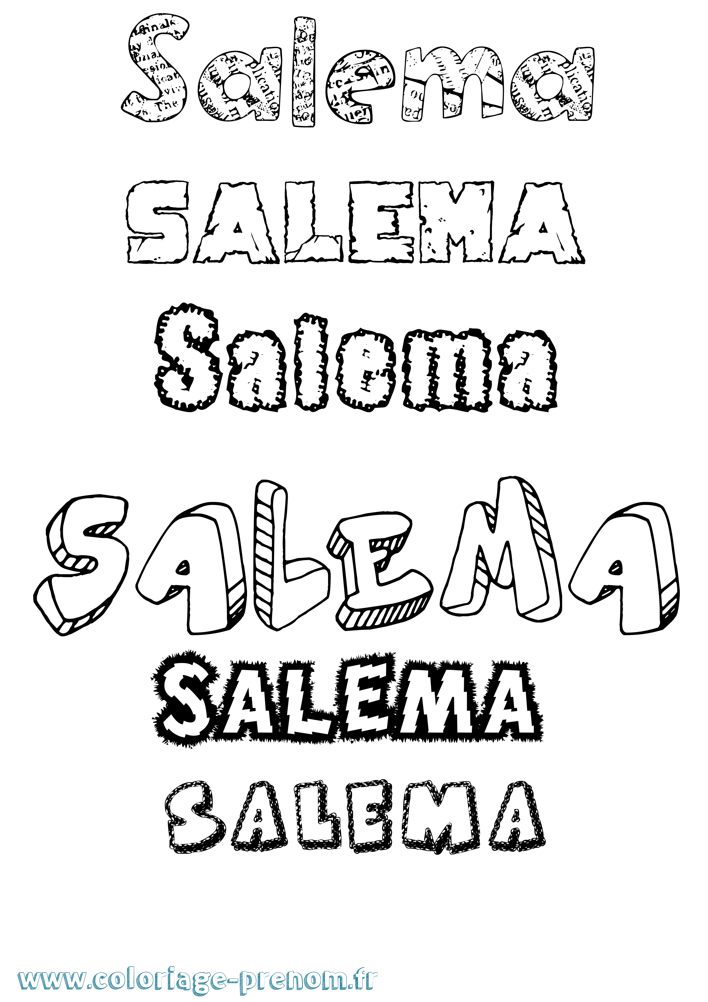 Coloriage Salema Destructuré Coloriage prénom Salema Destructuré