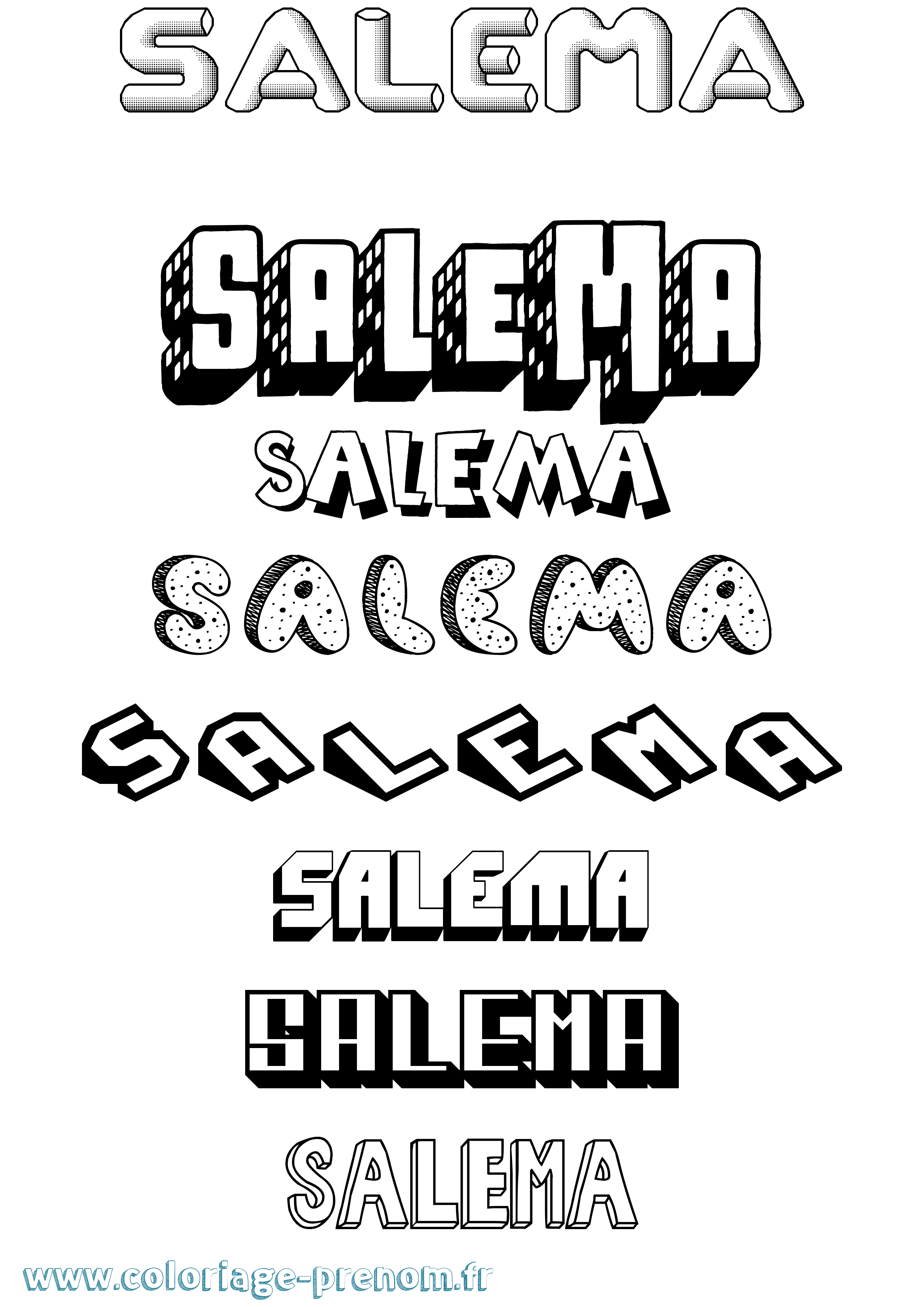 Coloriage Salema Effet 3D Coloriage prénom Salema Effet 3D