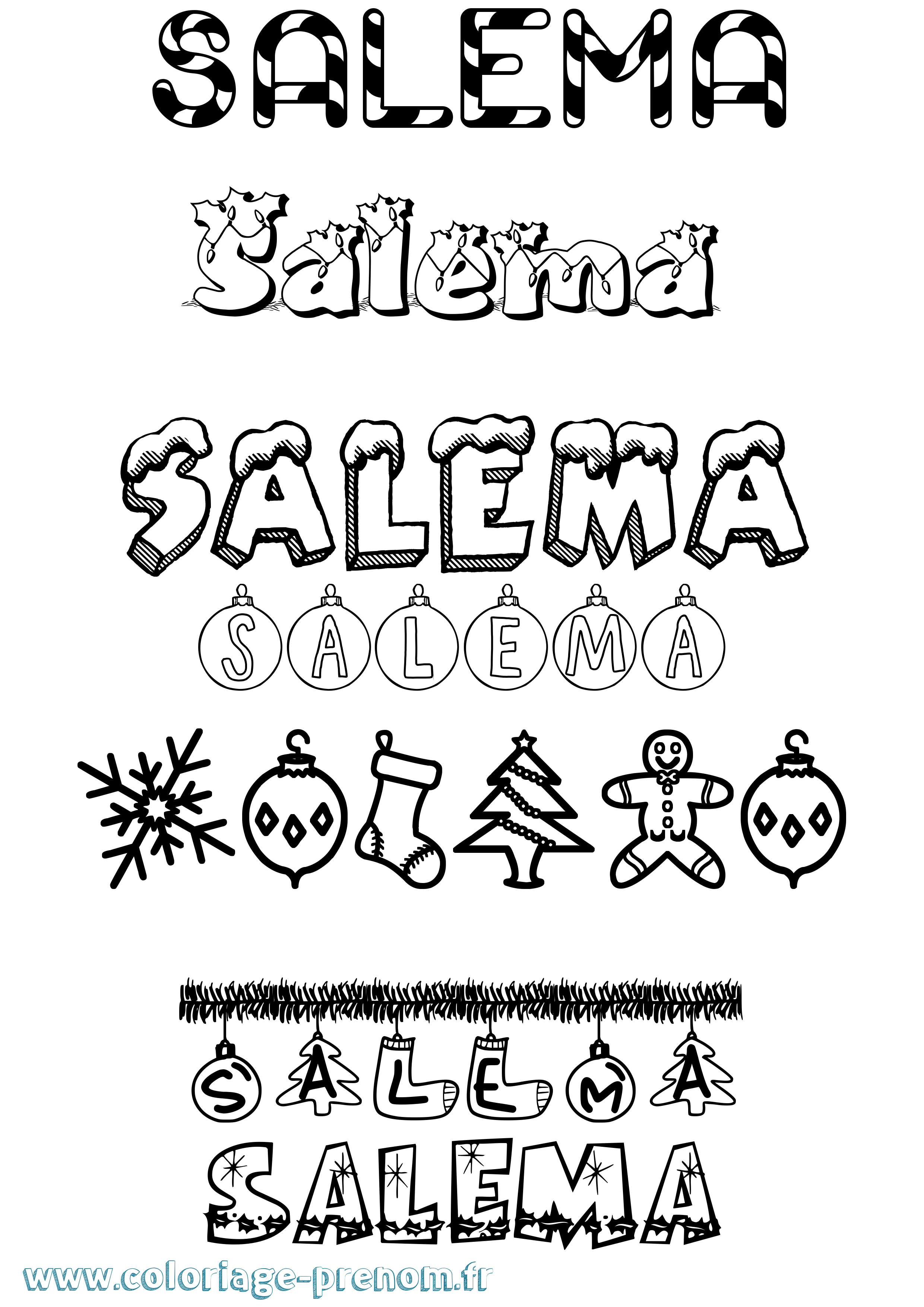 Coloriage Salema Noël Coloriage prénom Salema Noël