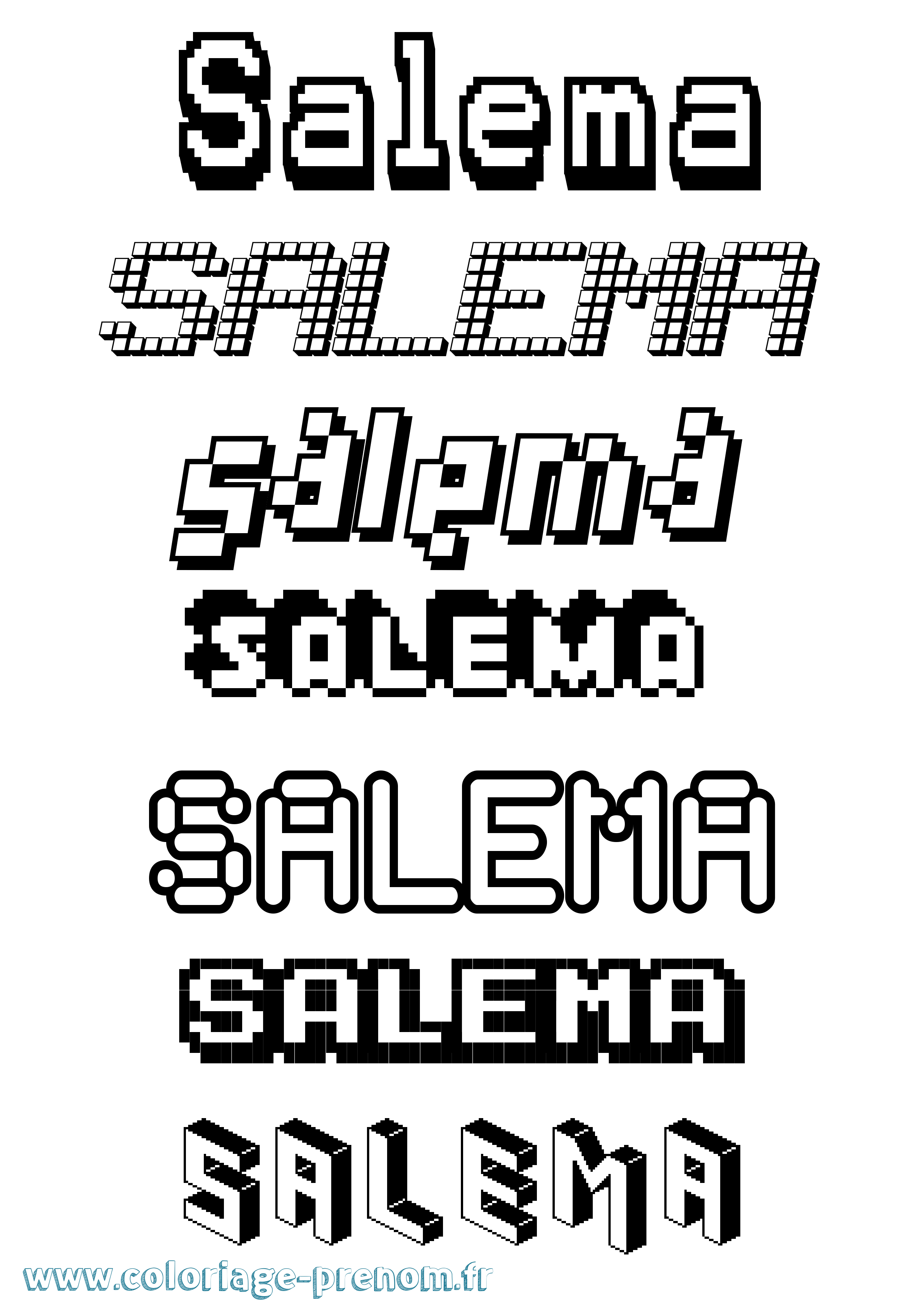 Coloriage Salema Pixel Coloriage prénom Salema Pixel