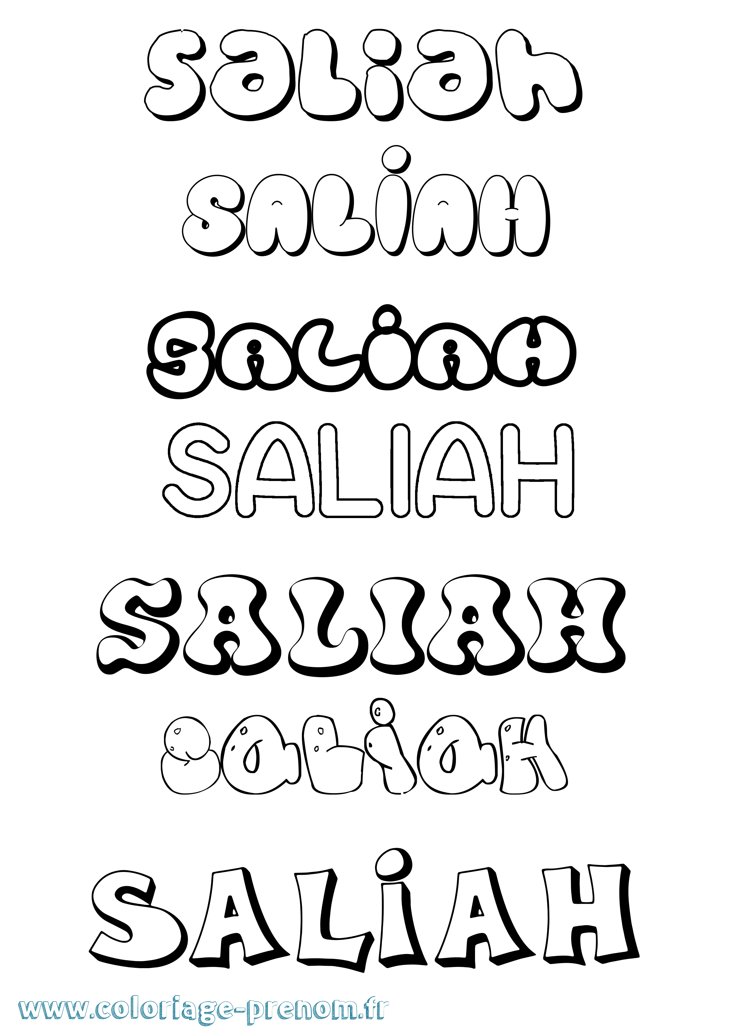Coloriage Saliah Bubble Coloriage prénom Saliah Bubble