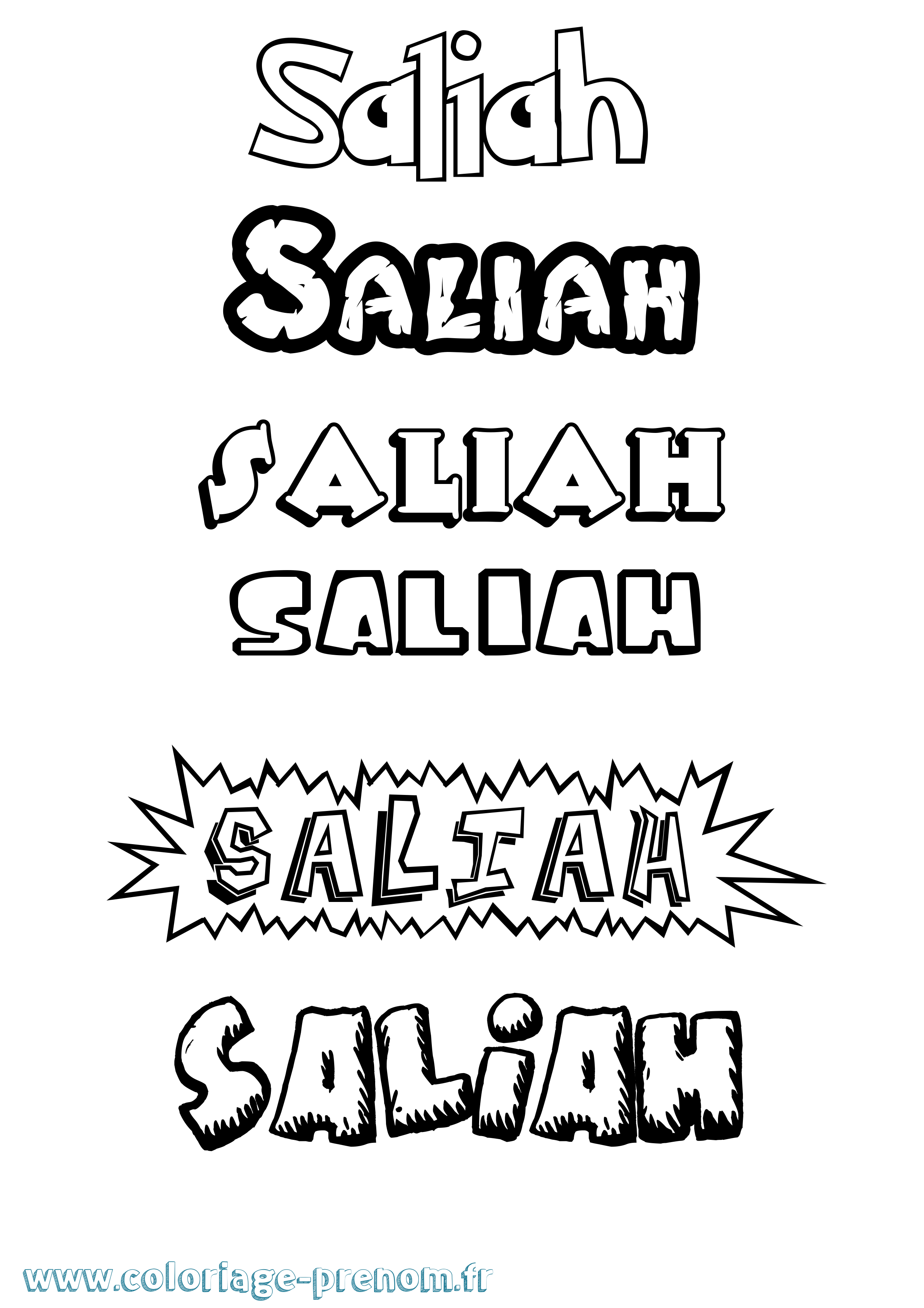 Coloriage Saliah Dessin Animé Coloriage prénom Saliah Dessin Animé