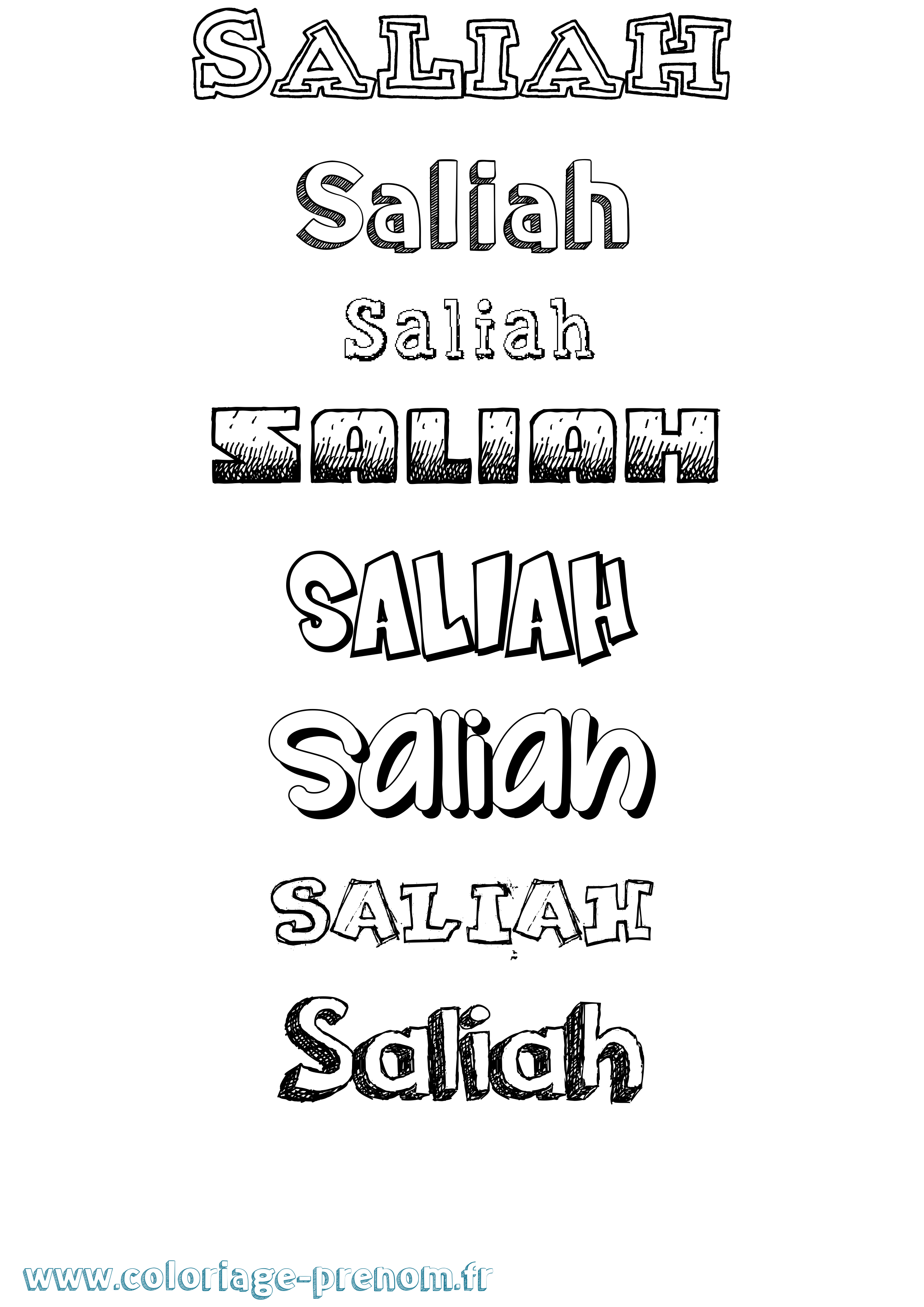 Coloriage Saliah Dessiné Coloriage prénom Saliah Dessiné