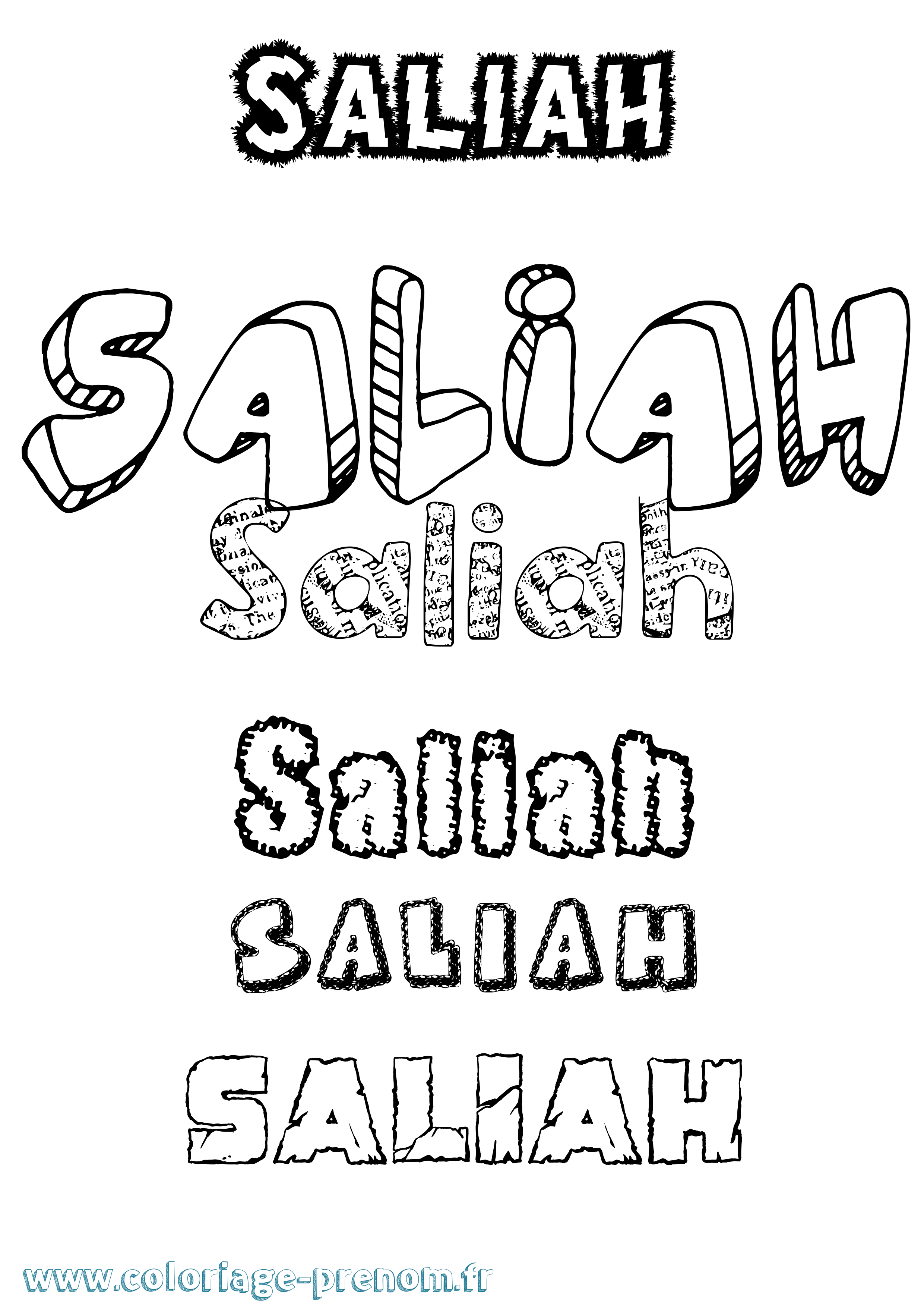 Coloriage Saliah Destructuré Coloriage prénom Saliah Destructuré