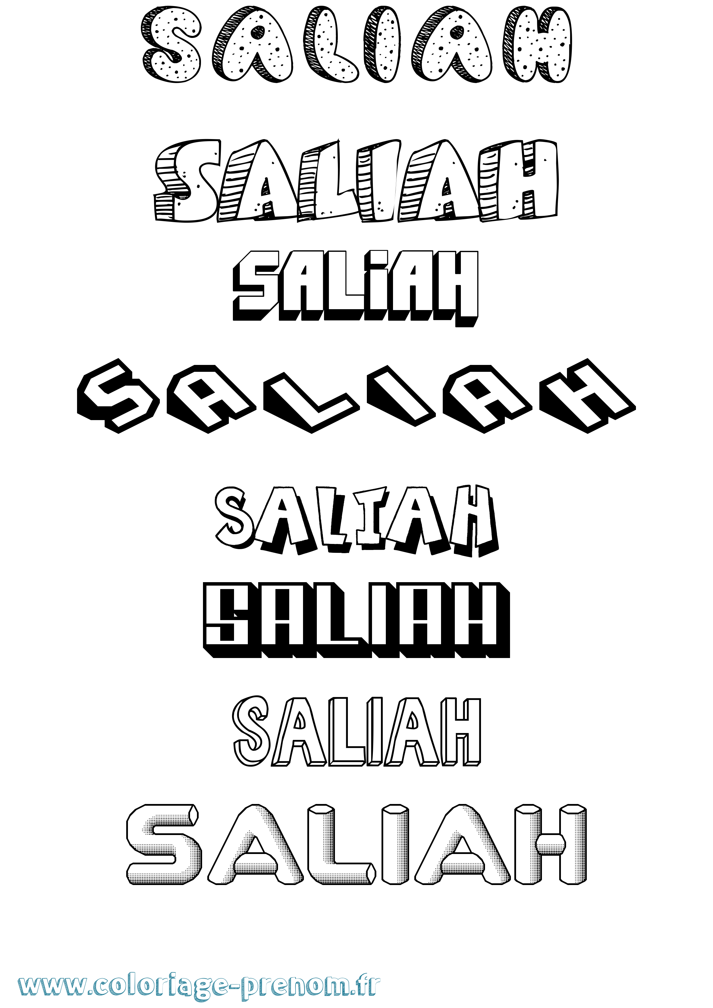 Coloriage Saliah Effet 3D Coloriage prénom Saliah Effet 3D