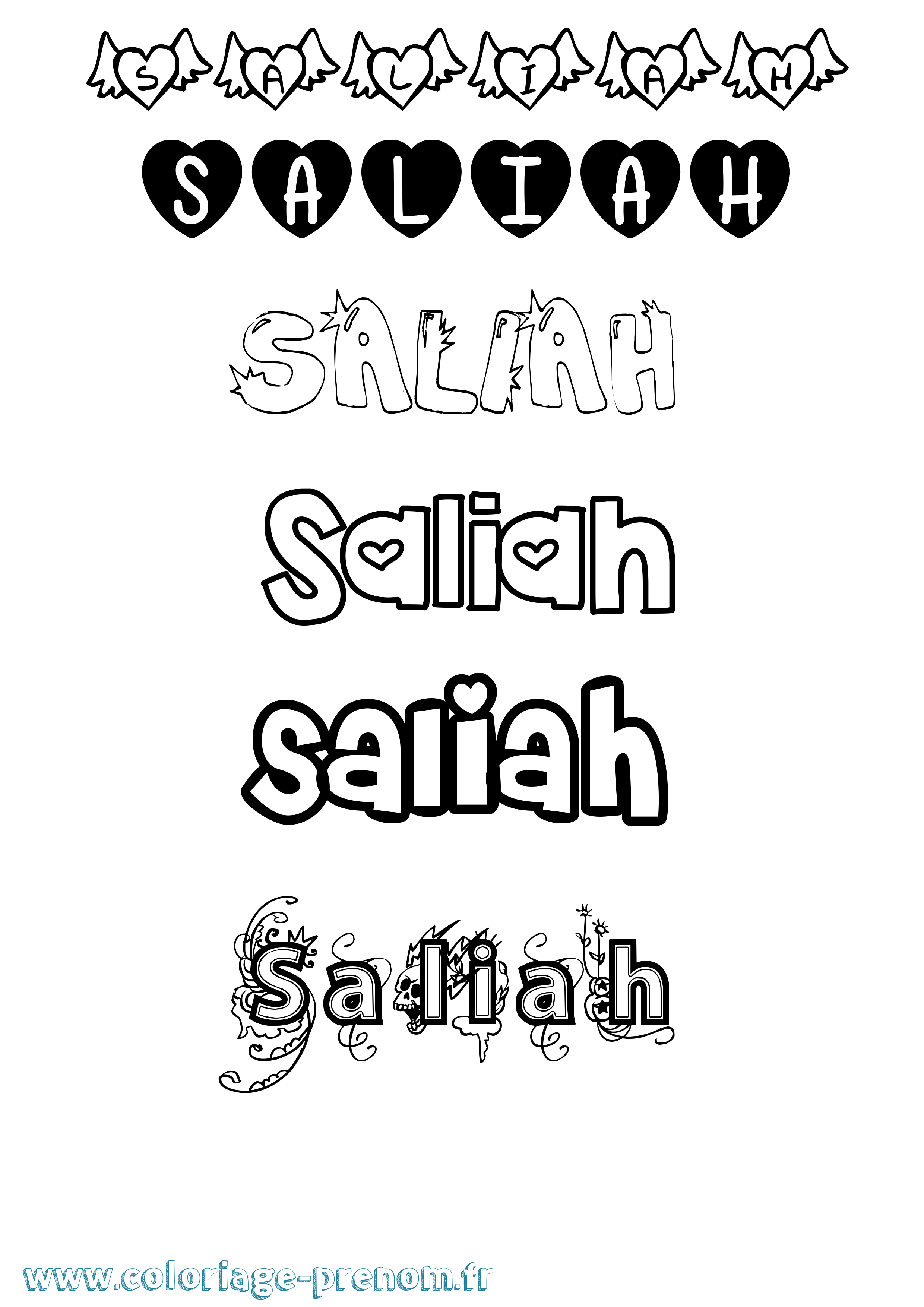 Coloriage Saliah Girly Coloriage prénom Saliah Girly