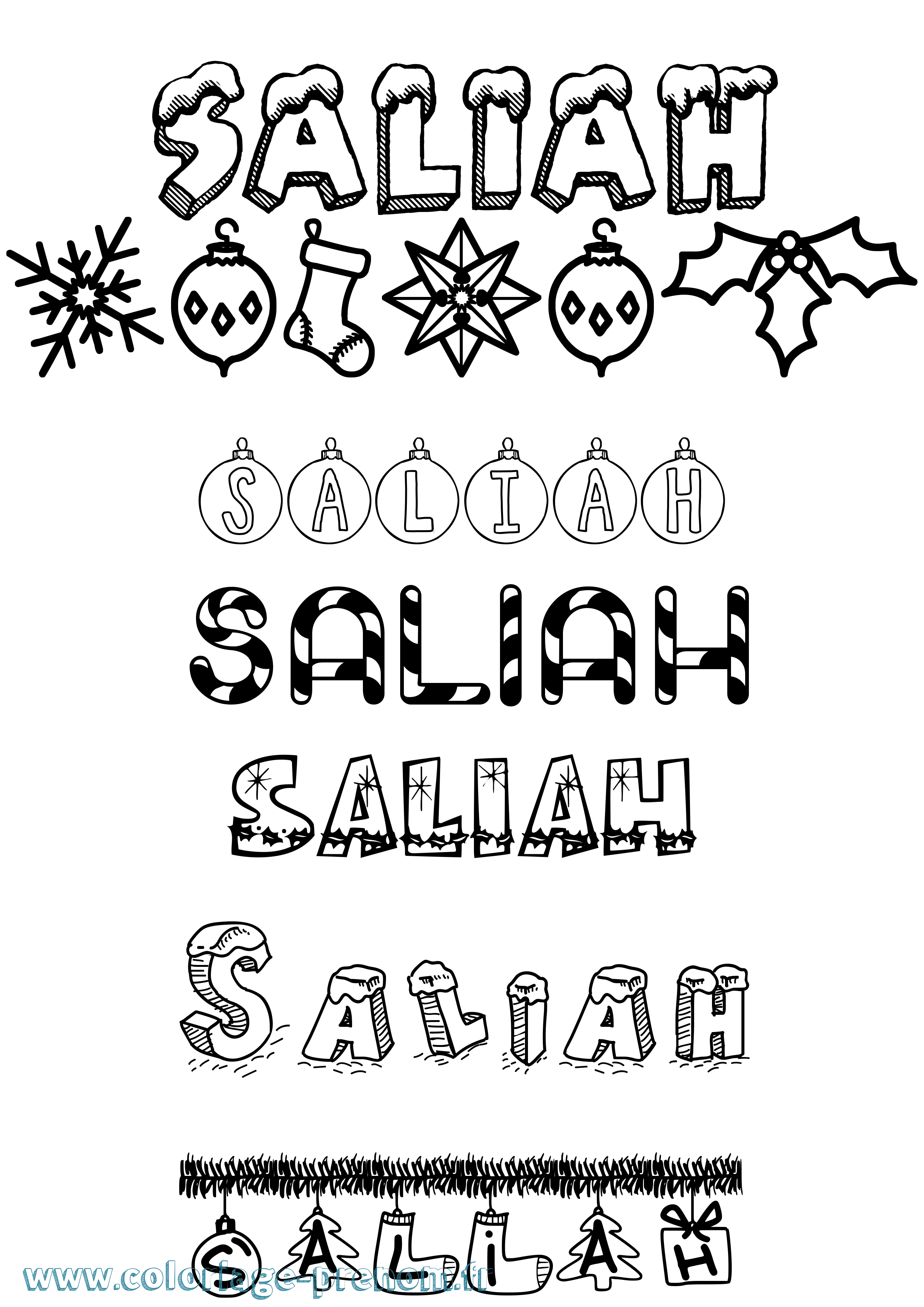 Coloriage Saliah Noël Coloriage prénom Saliah Noël
