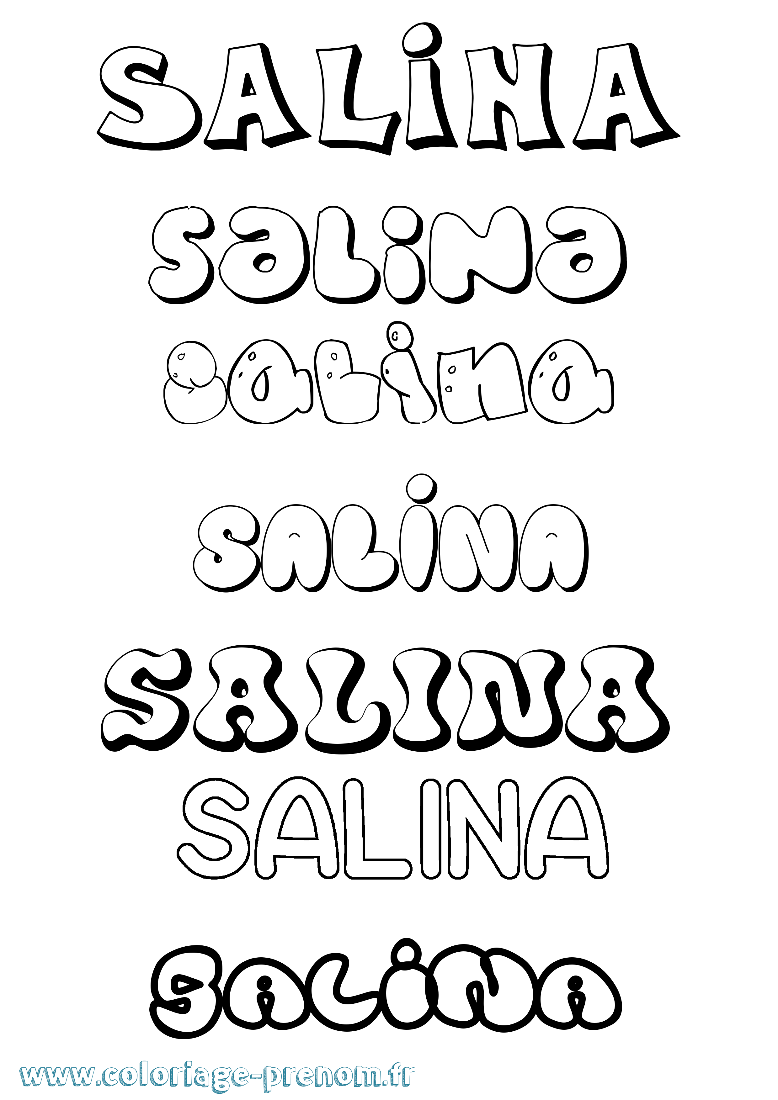 Coloriage Salina Bubble Coloriage prénom Salina Bubble