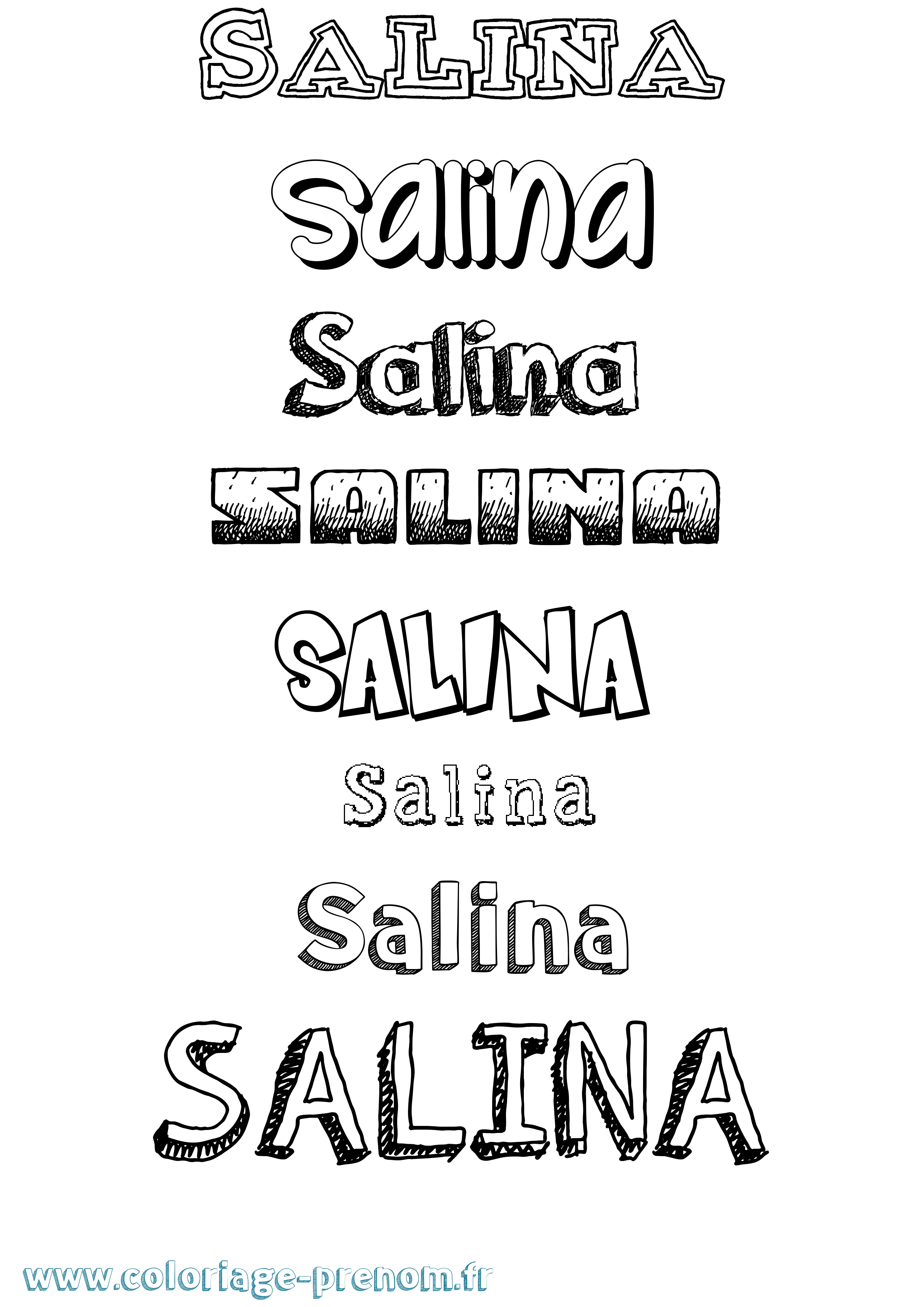 Coloriage Salina Dessiné Coloriage prénom Salina Dessiné