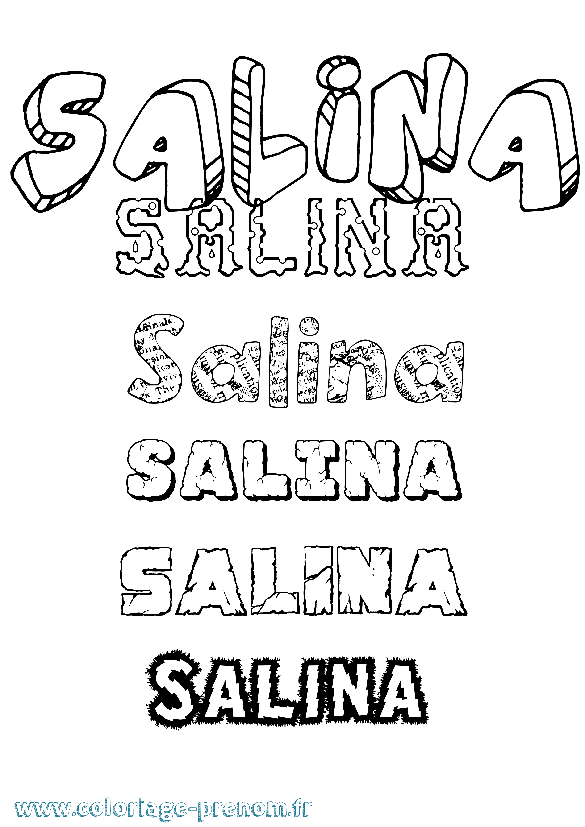 Coloriage Salina Destructuré Coloriage prénom Salina Destructuré