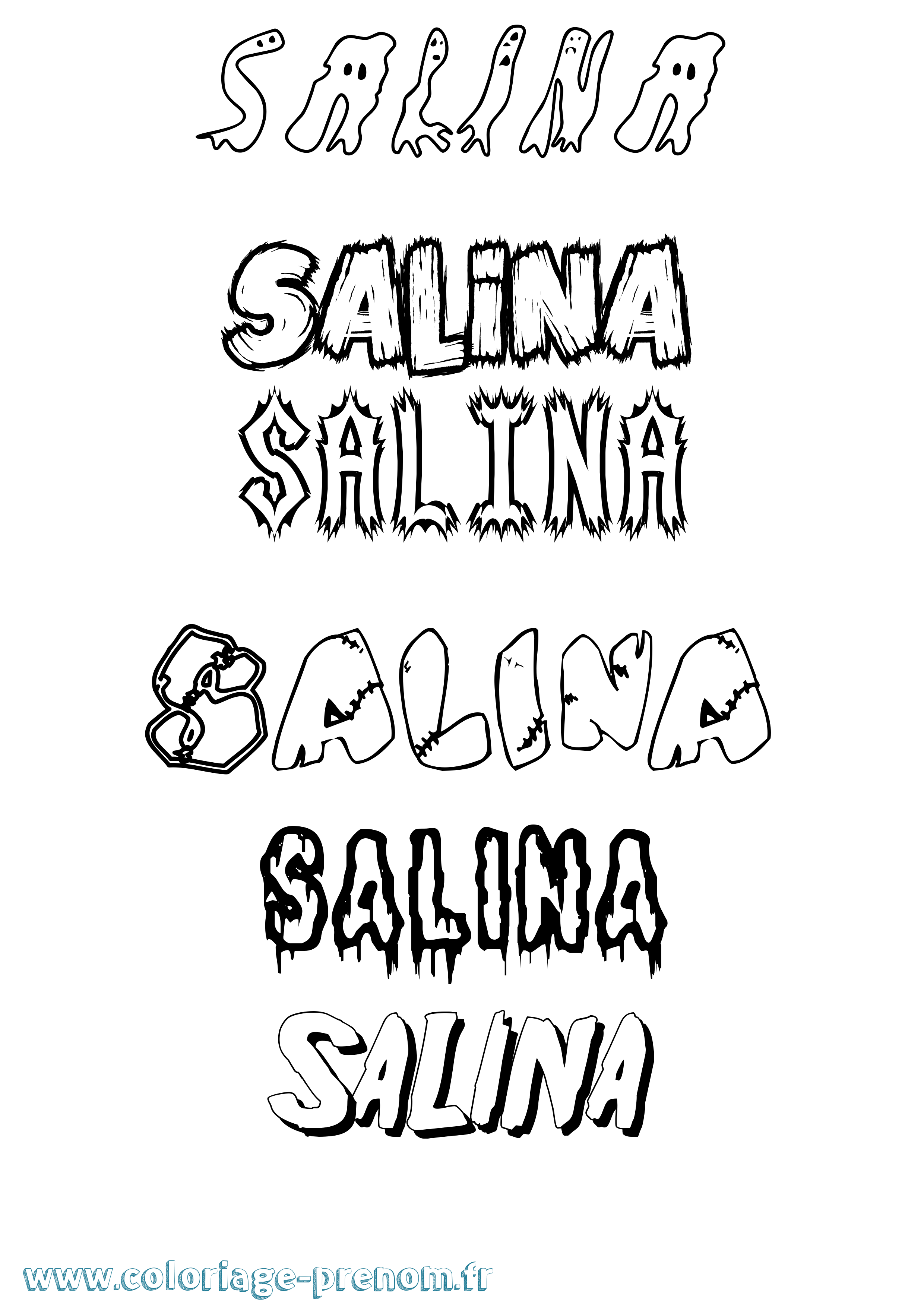 Coloriage Salina Frisson Coloriage prénom Salina Frisson