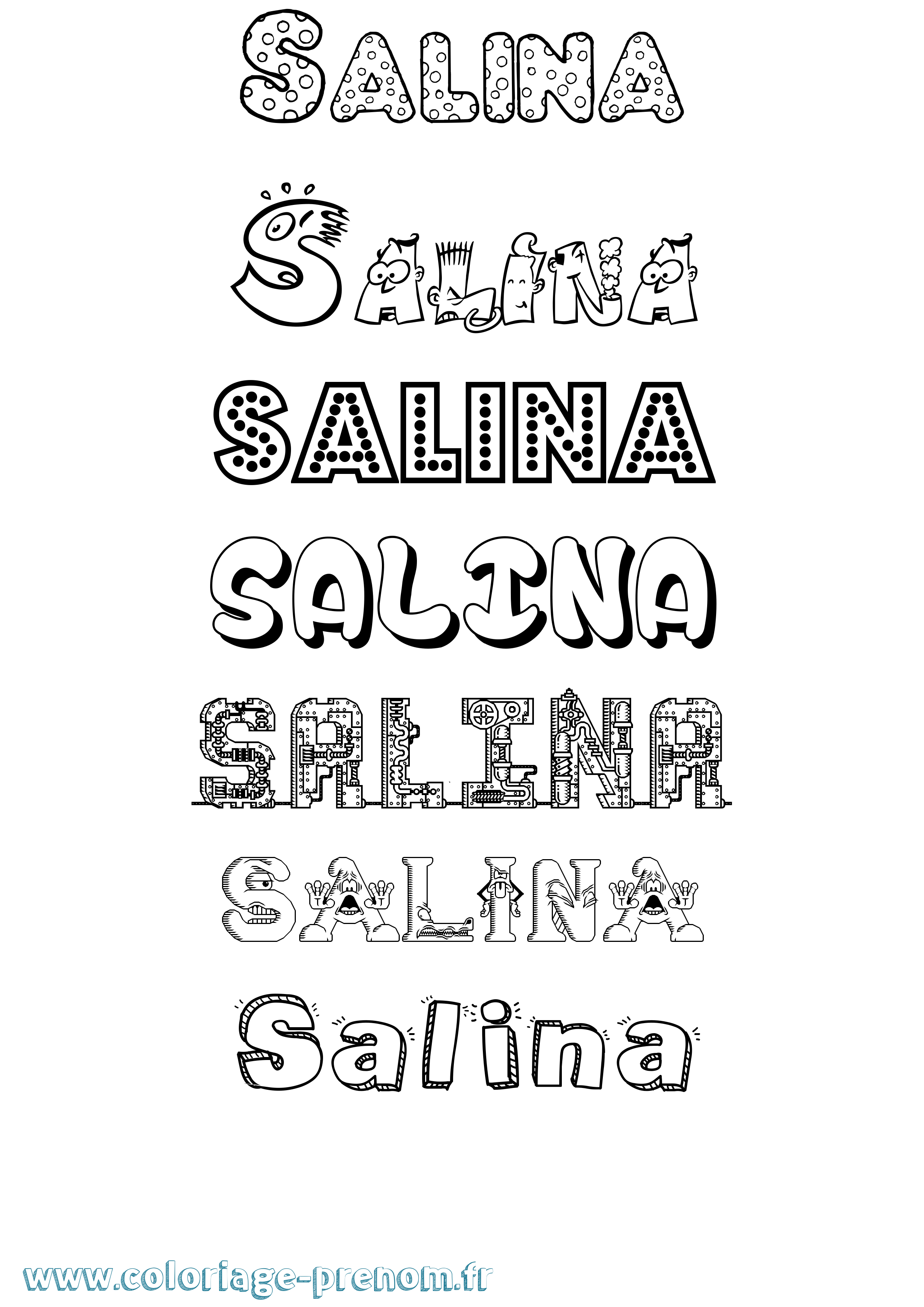 Coloriage Salina Fun Coloriage prénom Salina Fun