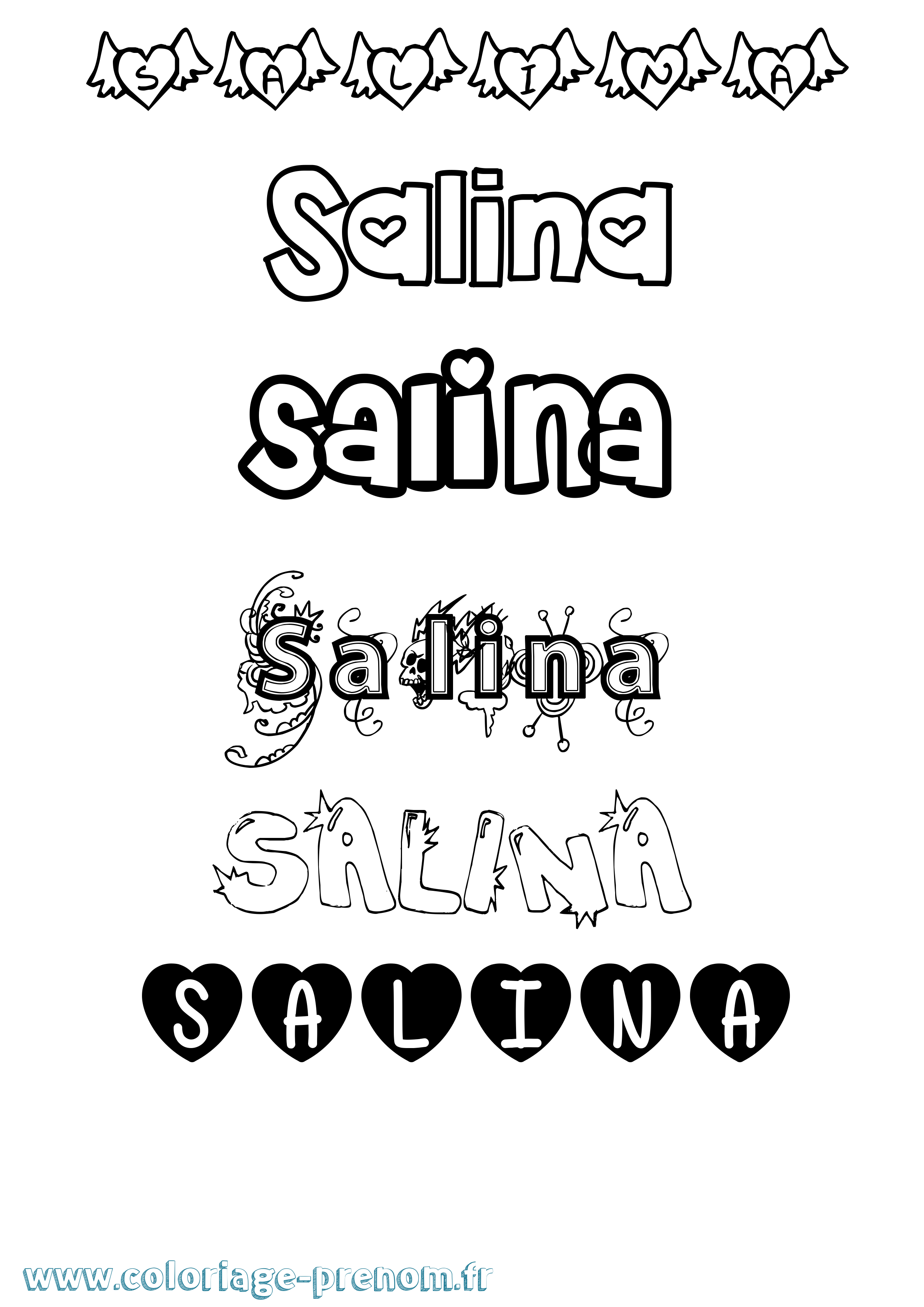Coloriage Salina Girly Coloriage prénom Salina Girly