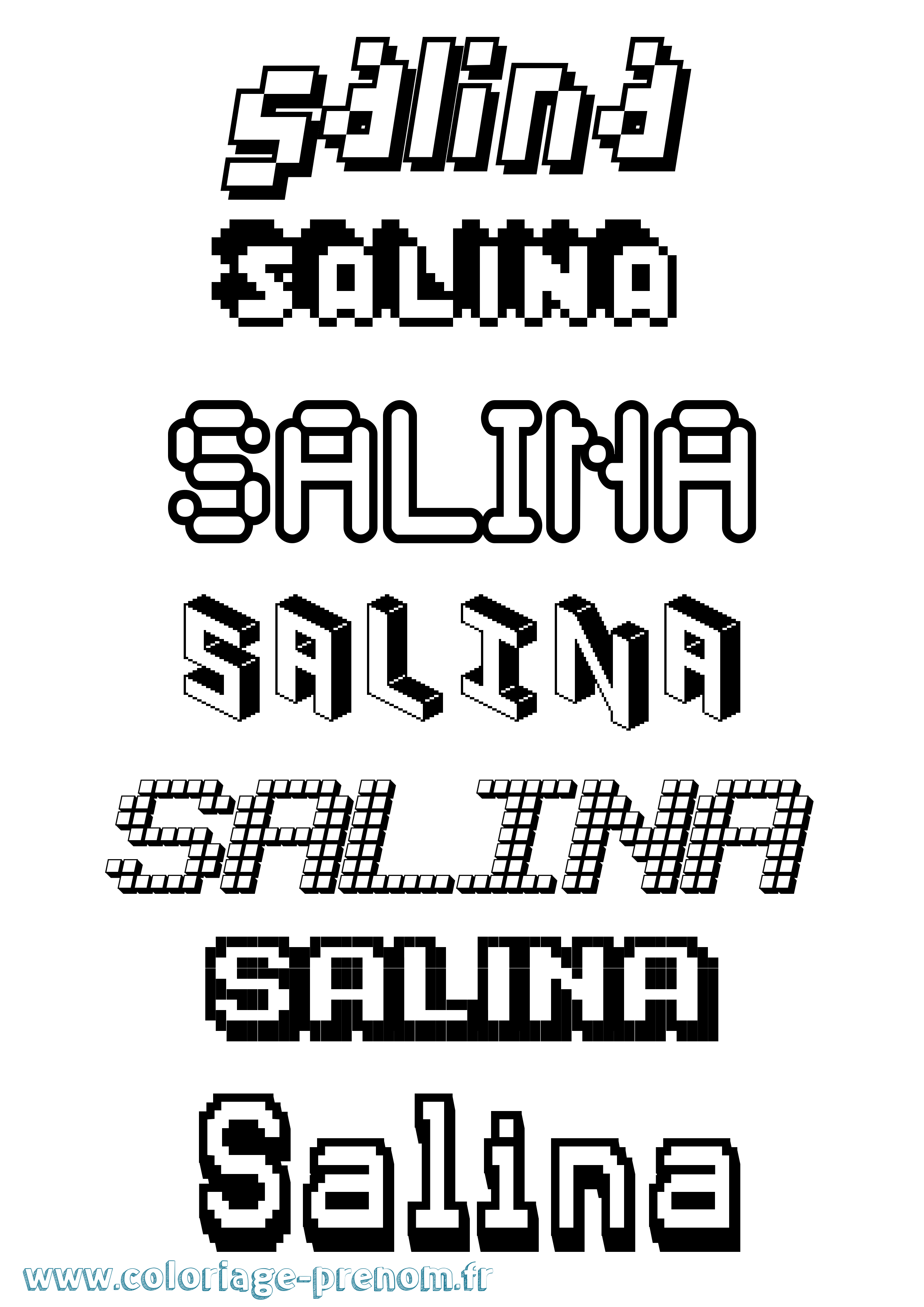 Coloriage Salina Pixel Coloriage prénom Salina Pixel