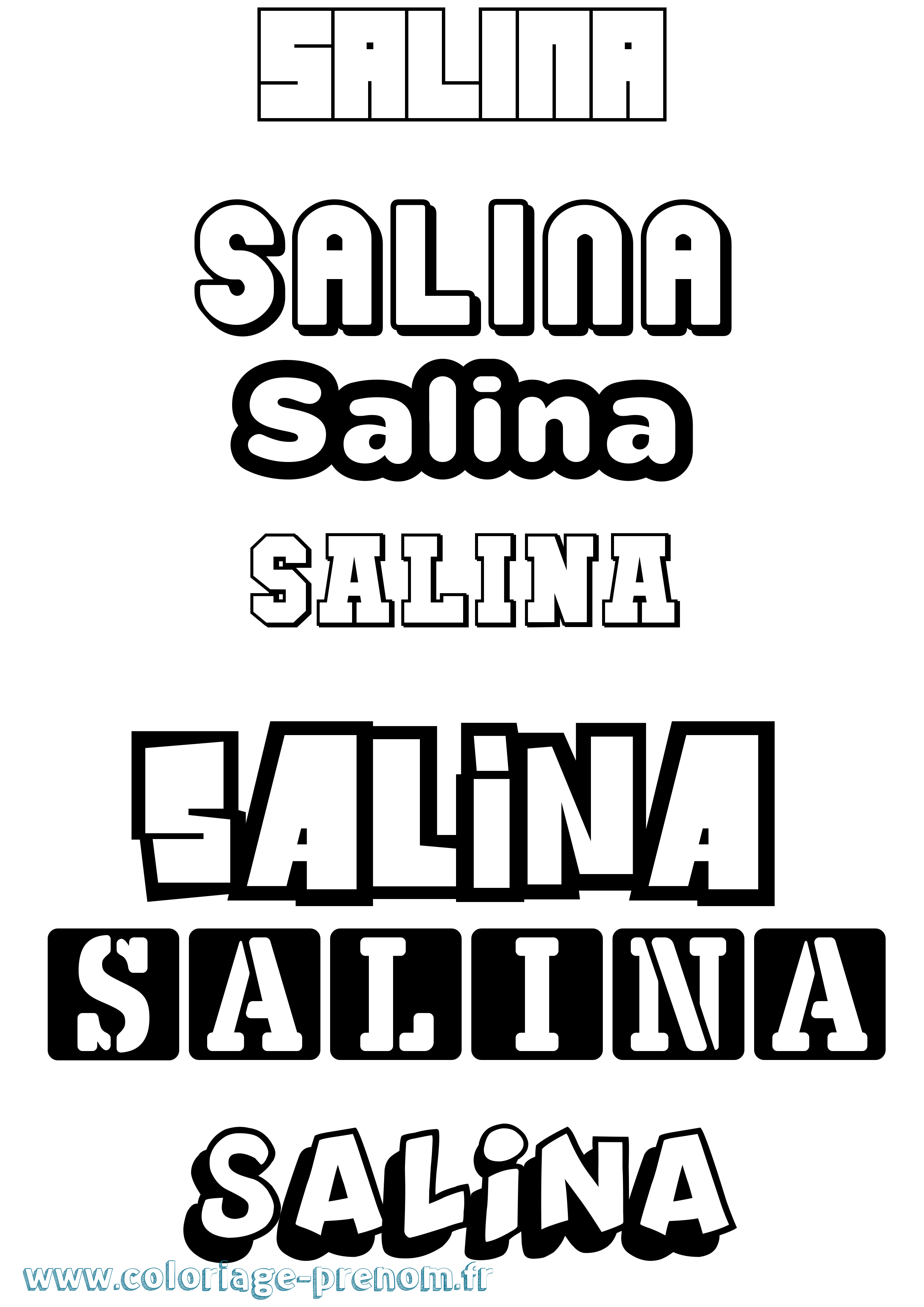 Coloriage Salina Simple Coloriage prénom Salina Simple