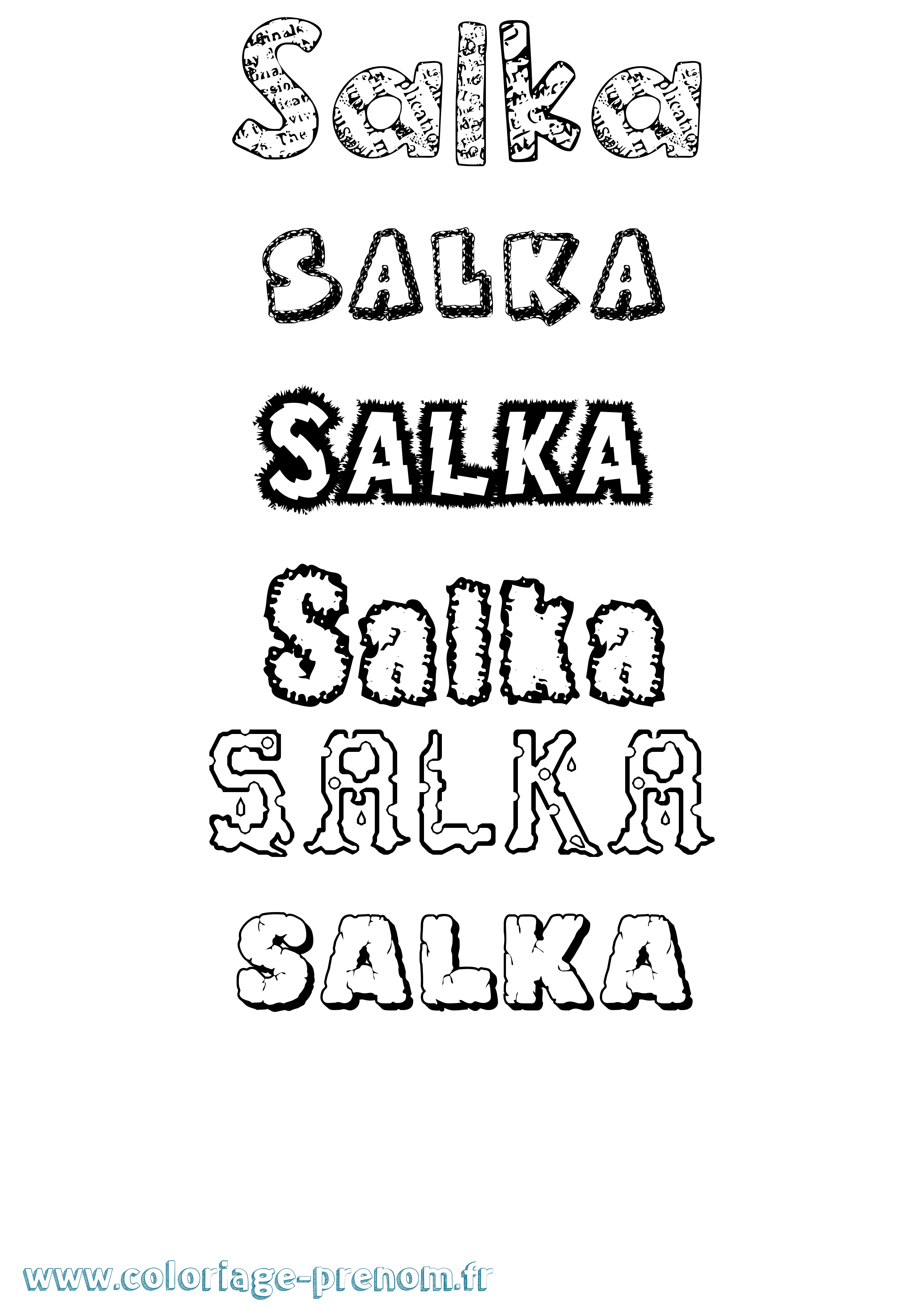 Coloriage Salka Destructuré Coloriage prénom Salka Destructuré