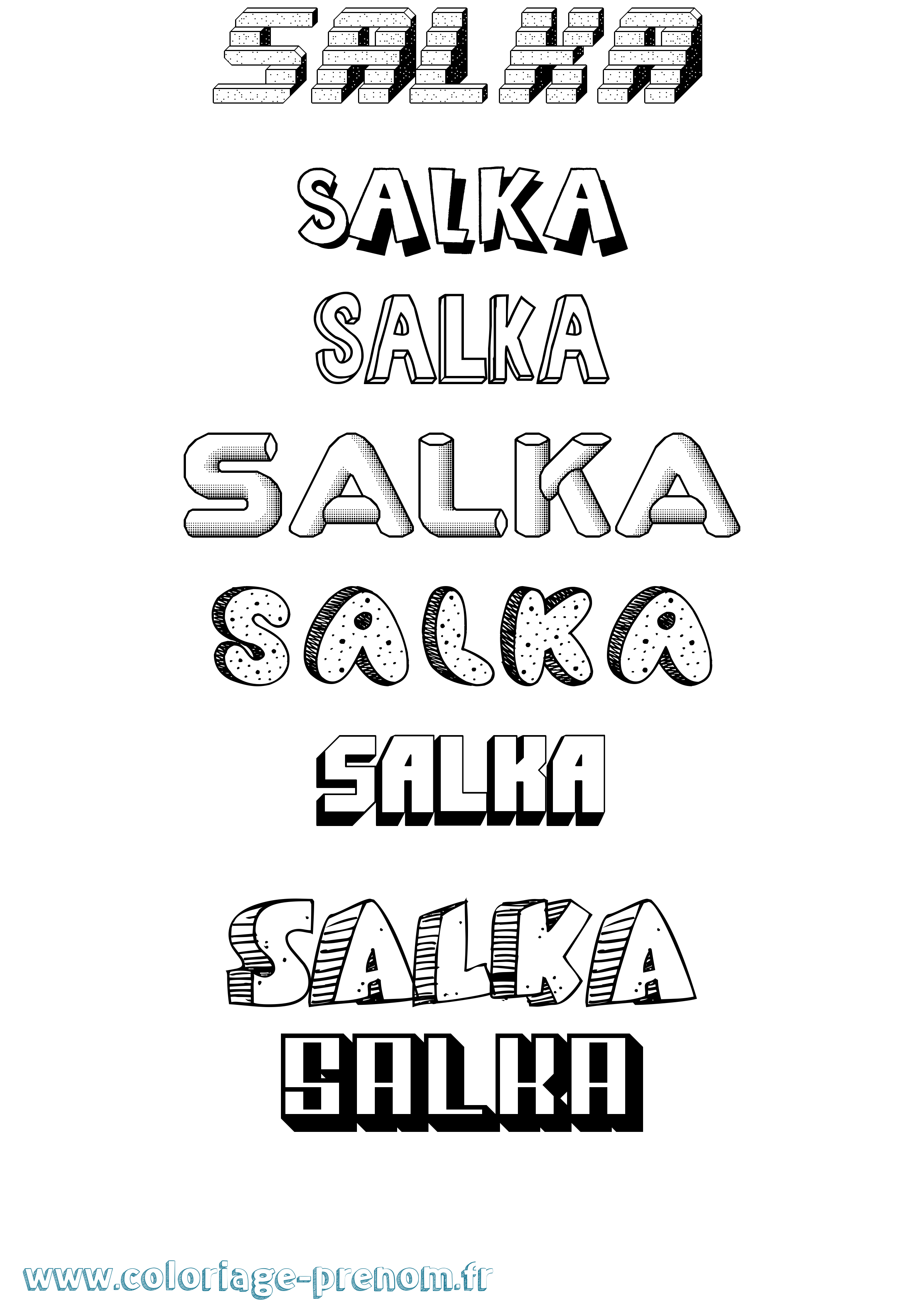 Coloriage Salka Effet 3D Coloriage prénom Salka Effet 3D