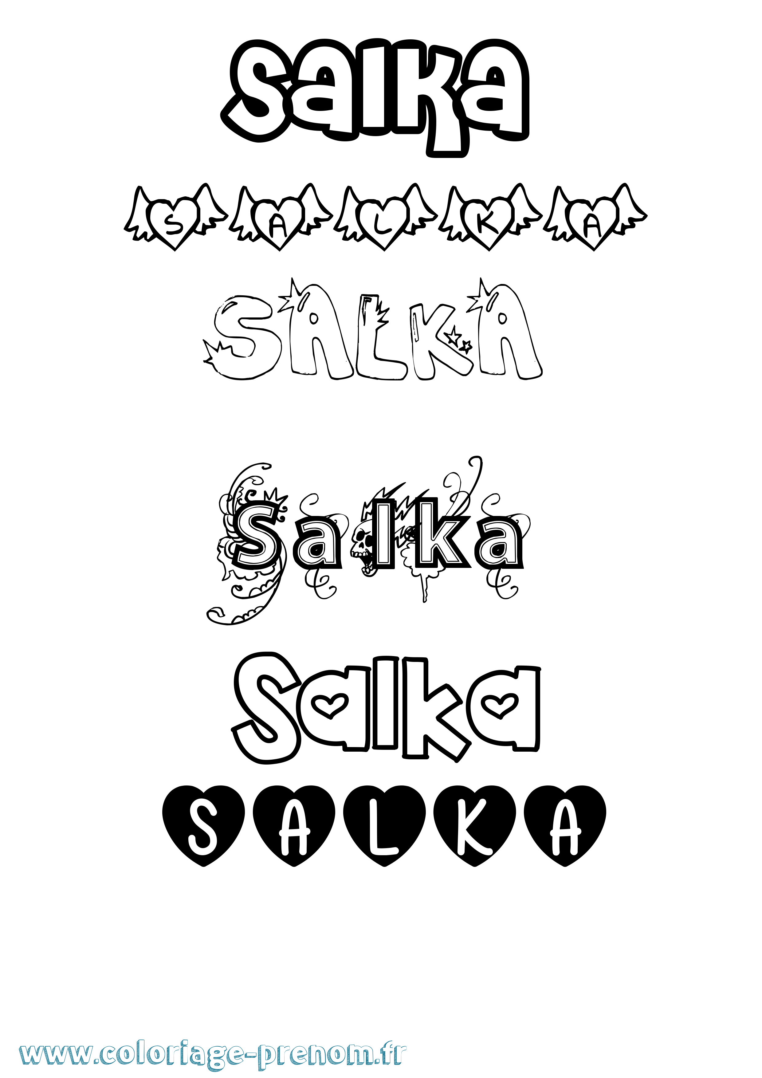 Coloriage Salka Girly Coloriage prénom Salka Girly