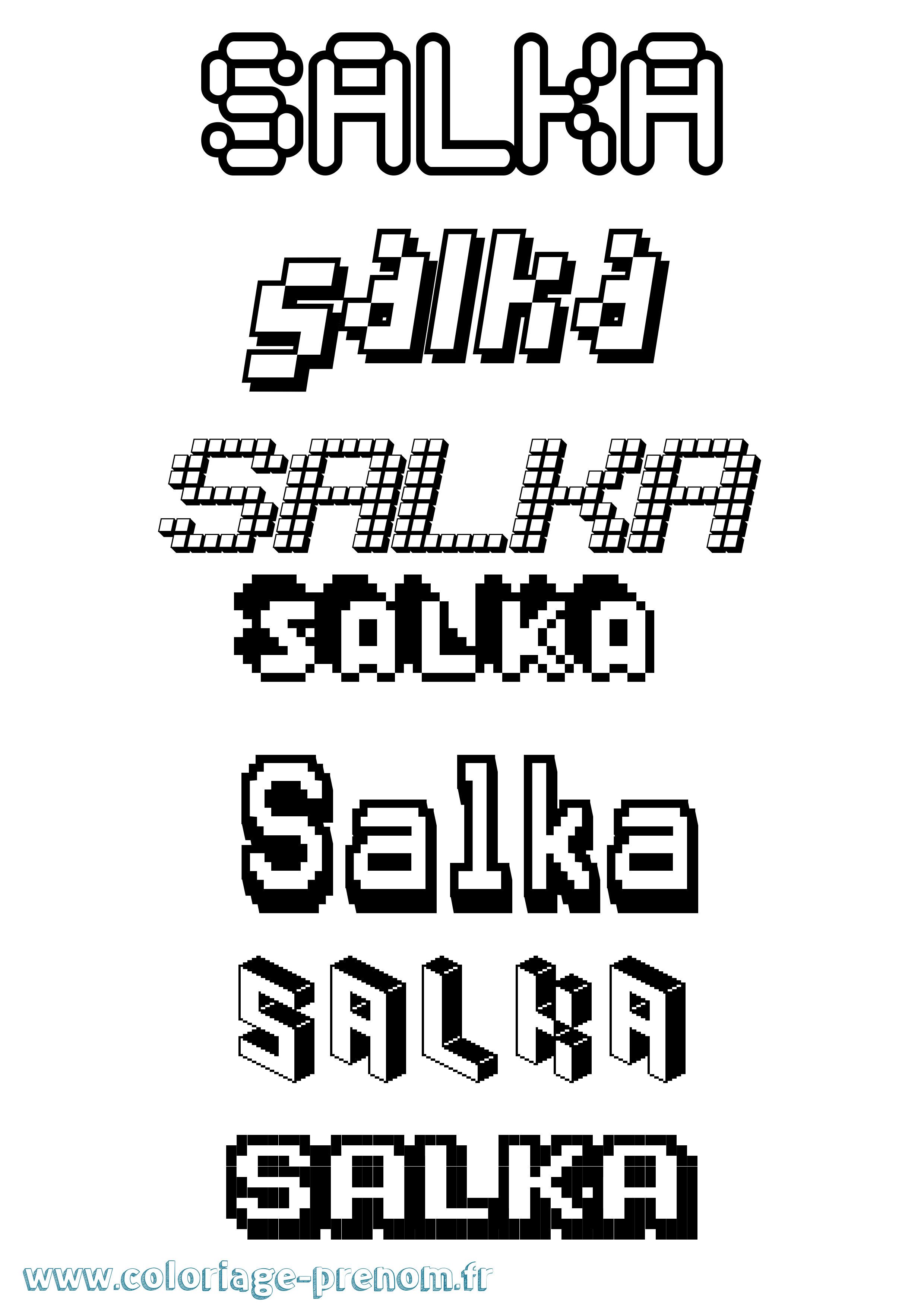 Coloriage Salka Pixel Coloriage prénom Salka Pixel