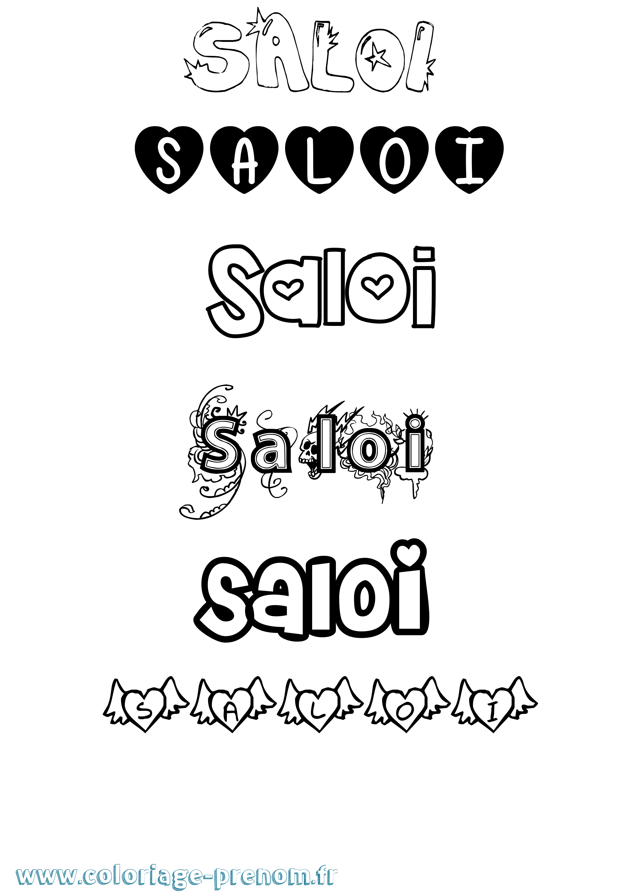 Coloriage Saloi Girly Coloriage prénom Saloi Girly