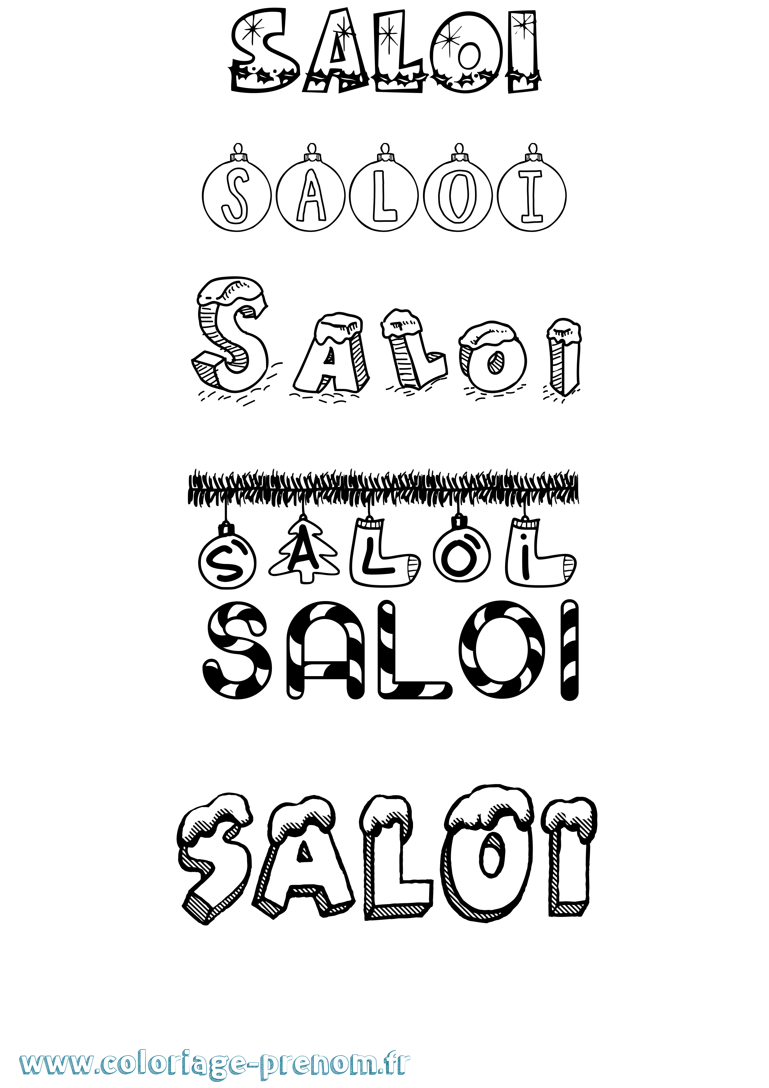 Coloriage Saloi Noël Coloriage prénom Saloi Noël