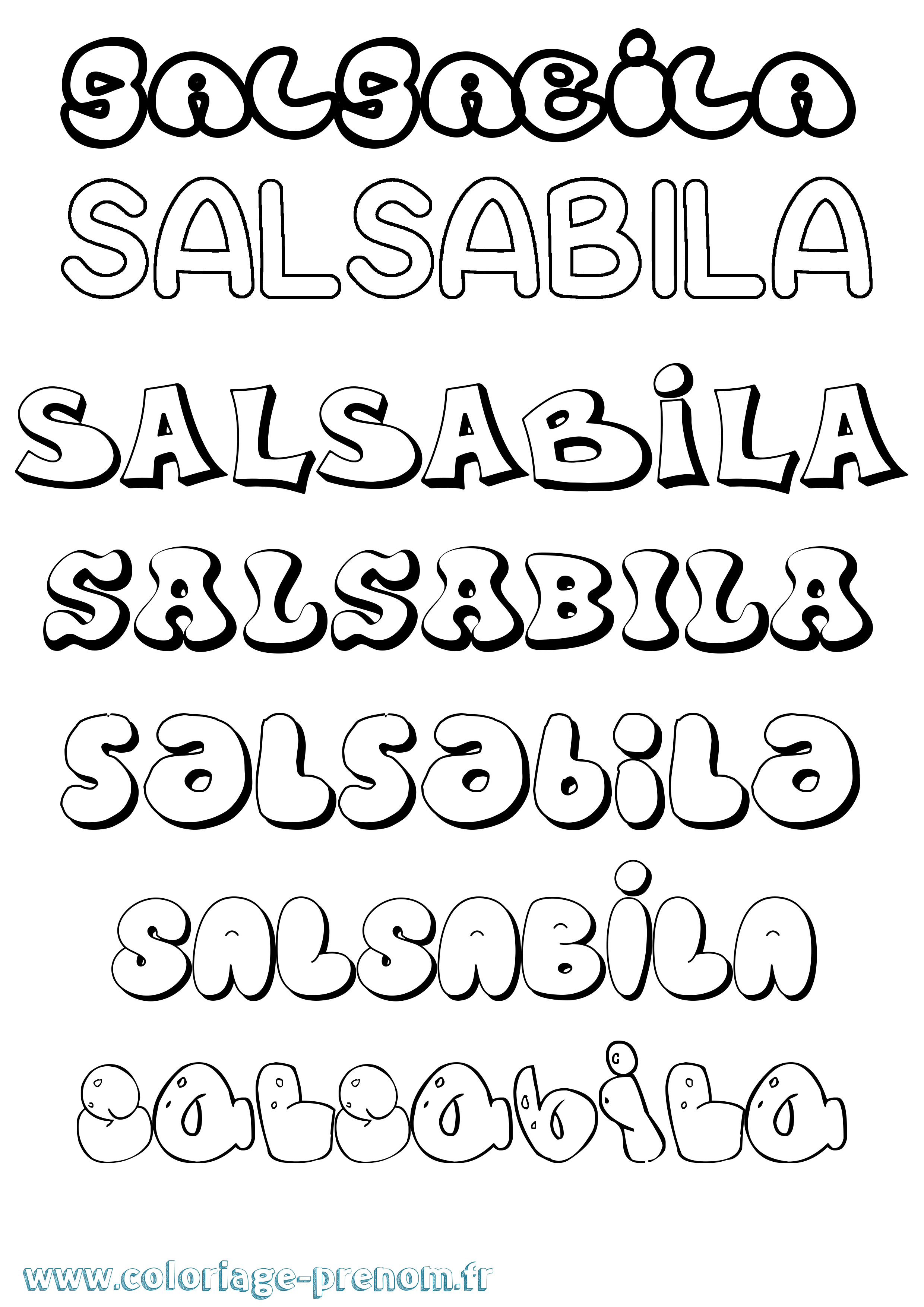 Coloriage Salsabila Bubble Coloriage prénom Salsabila Bubble