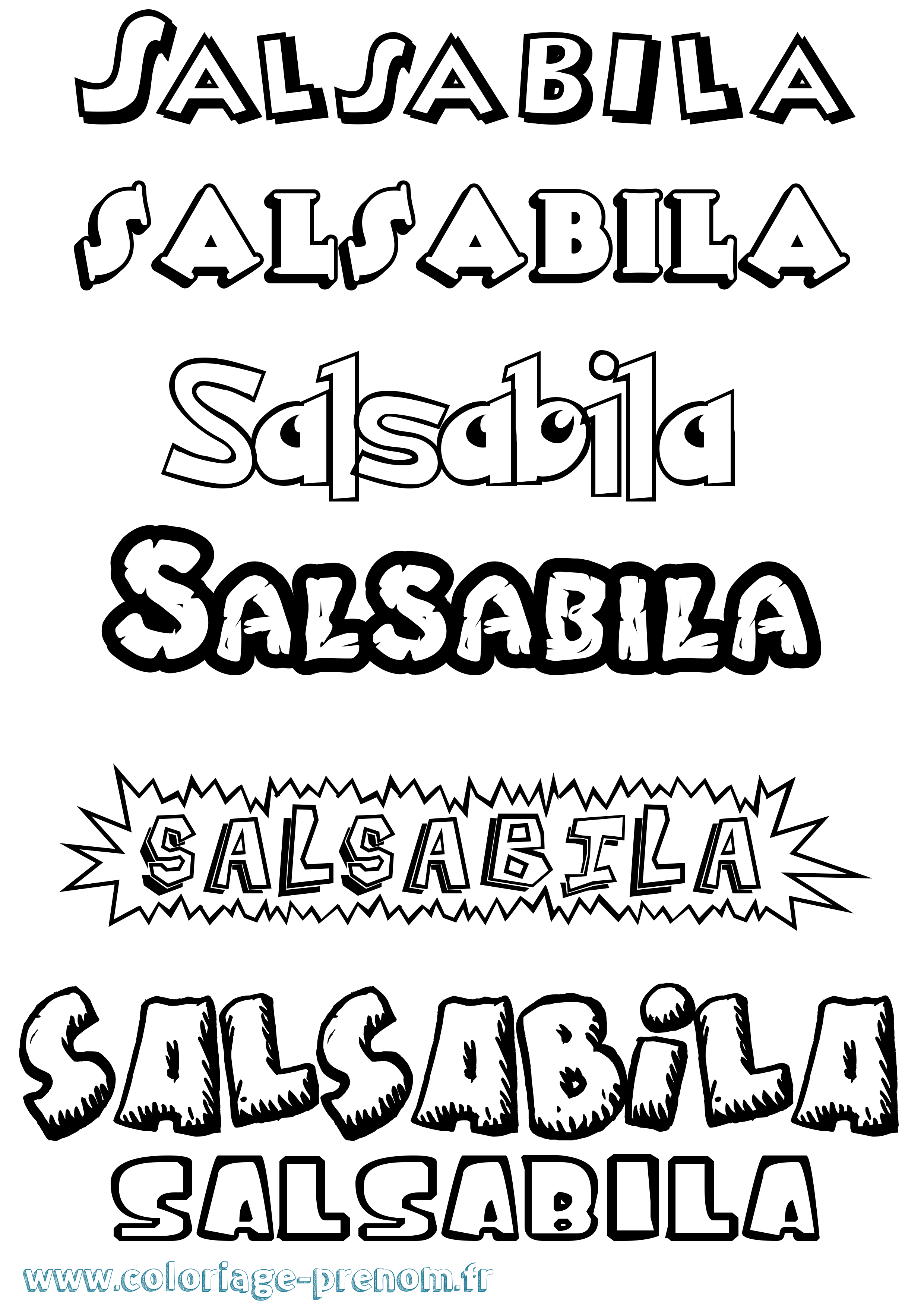 Coloriage Salsabila Dessin Animé Coloriage prénom Salsabila Dessin Animé