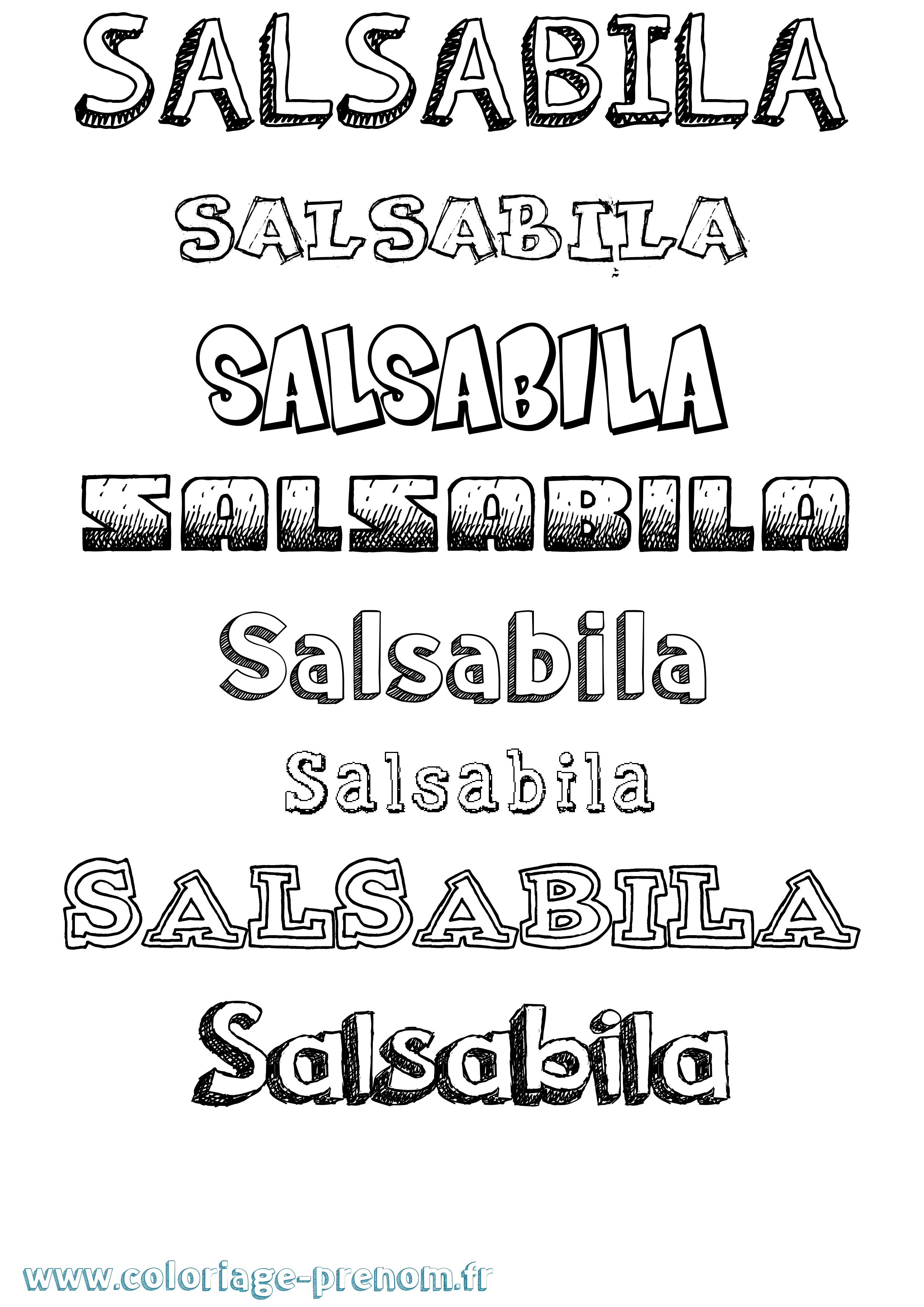Coloriage Salsabila Dessiné Coloriage prénom Salsabila Dessiné