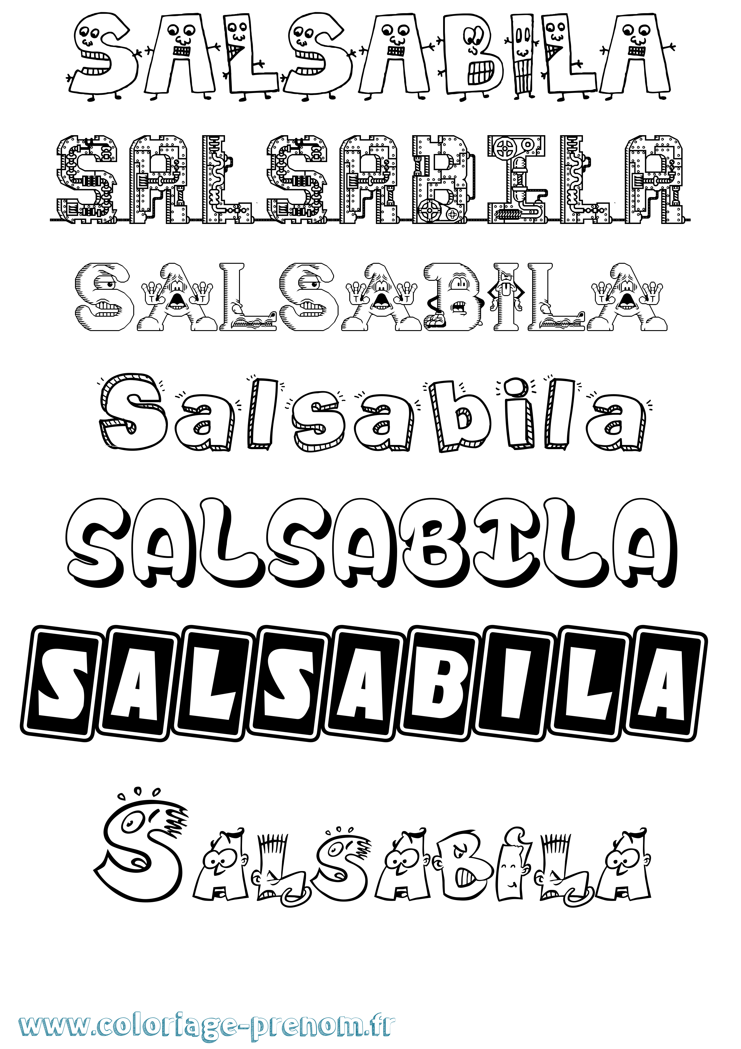 Coloriage Salsabila Fun Coloriage prénom Salsabila Fun