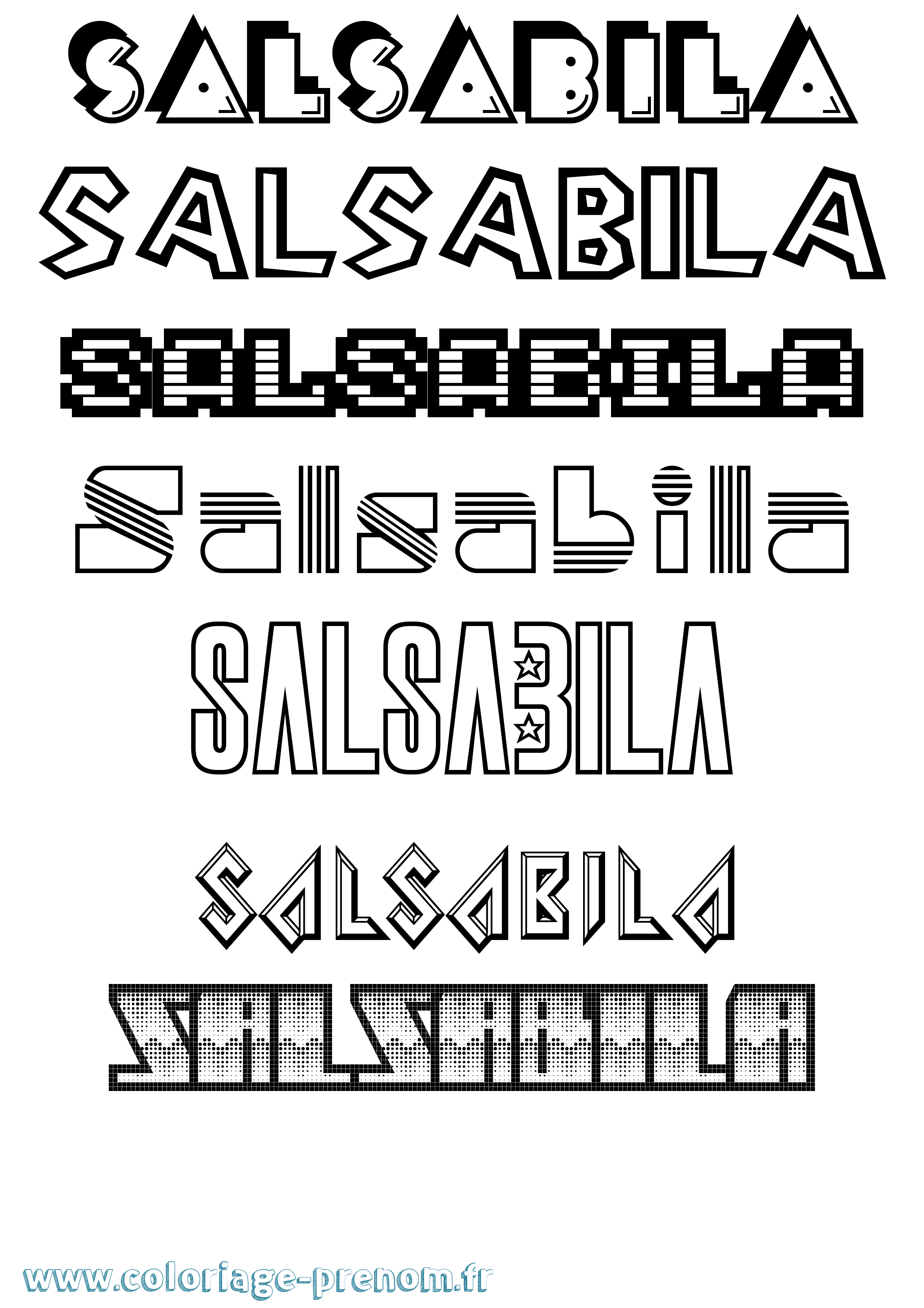 Coloriage Salsabila Jeux Vidéos Coloriage prénom Salsabila Jeux Vidéos
