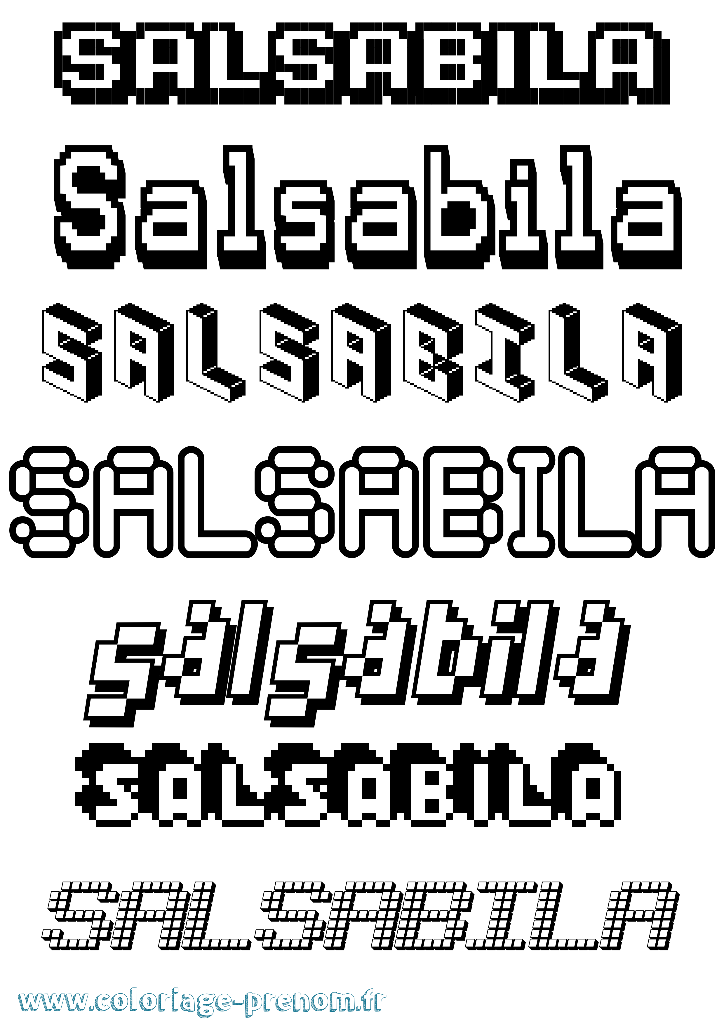 Coloriage Salsabila Pixel Coloriage prénom Salsabila Pixel
