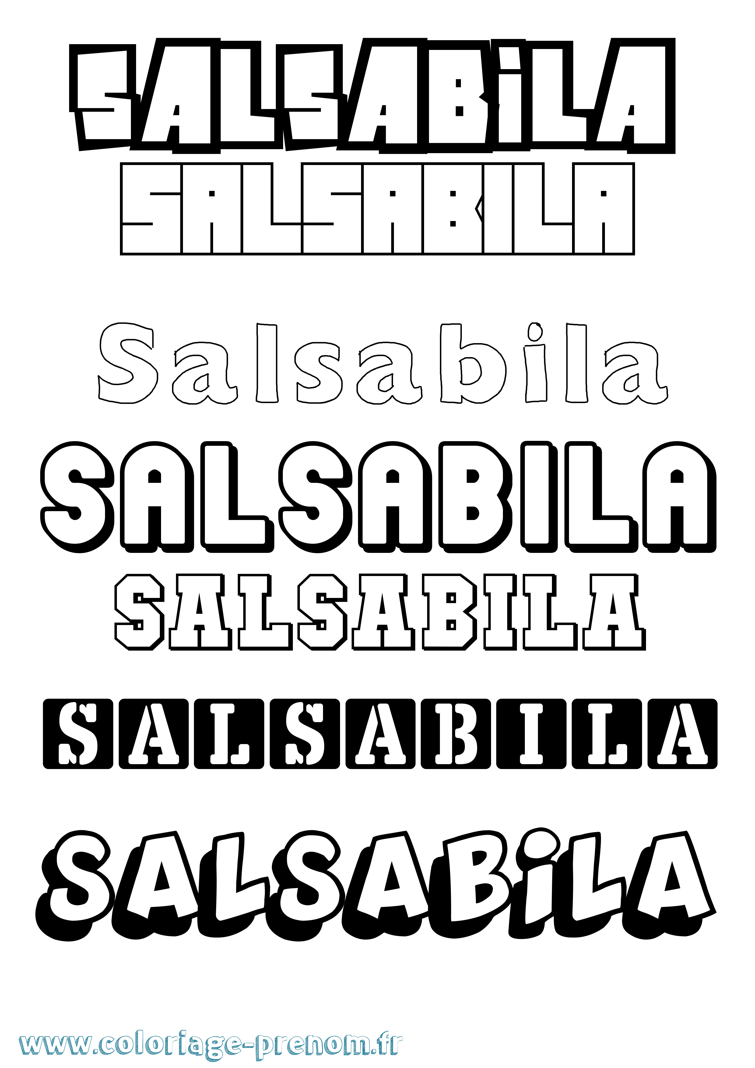 Coloriage Salsabila Simple Coloriage prénom Salsabila Simple