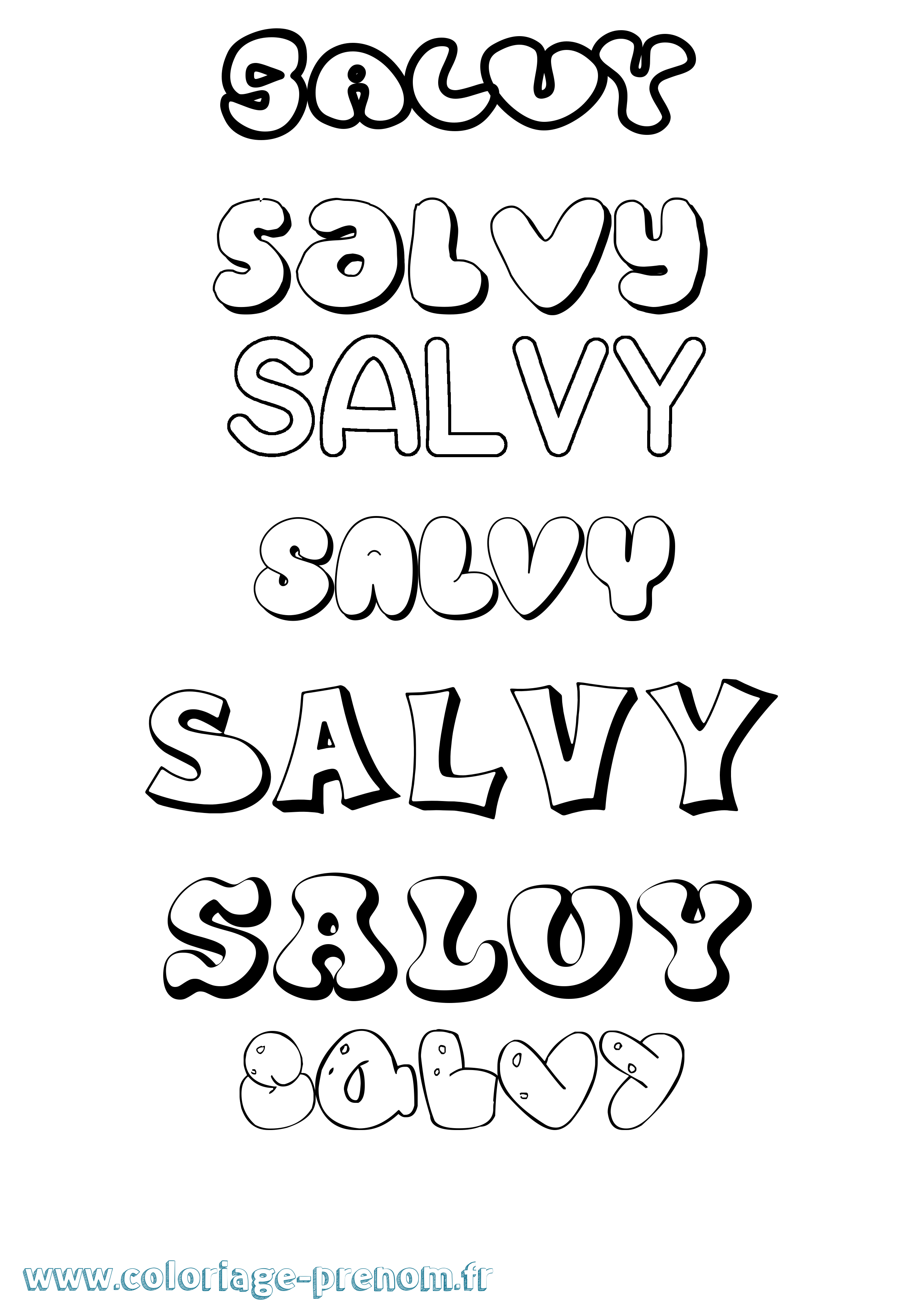 Coloriage Salvy Bubble Coloriage prénom Salvy Bubble