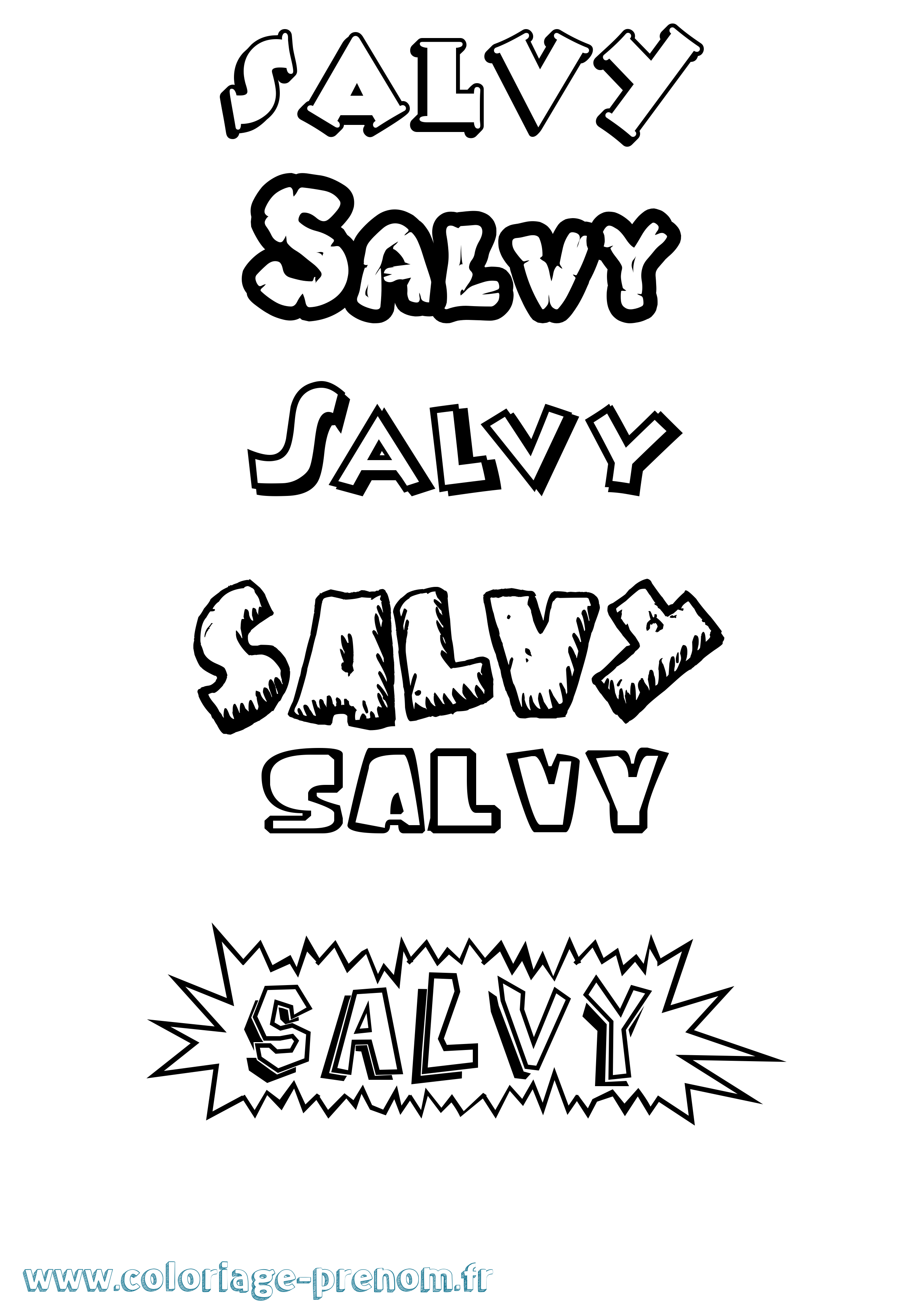 Coloriage Salvy Dessin Animé Coloriage prénom Salvy Dessin Animé