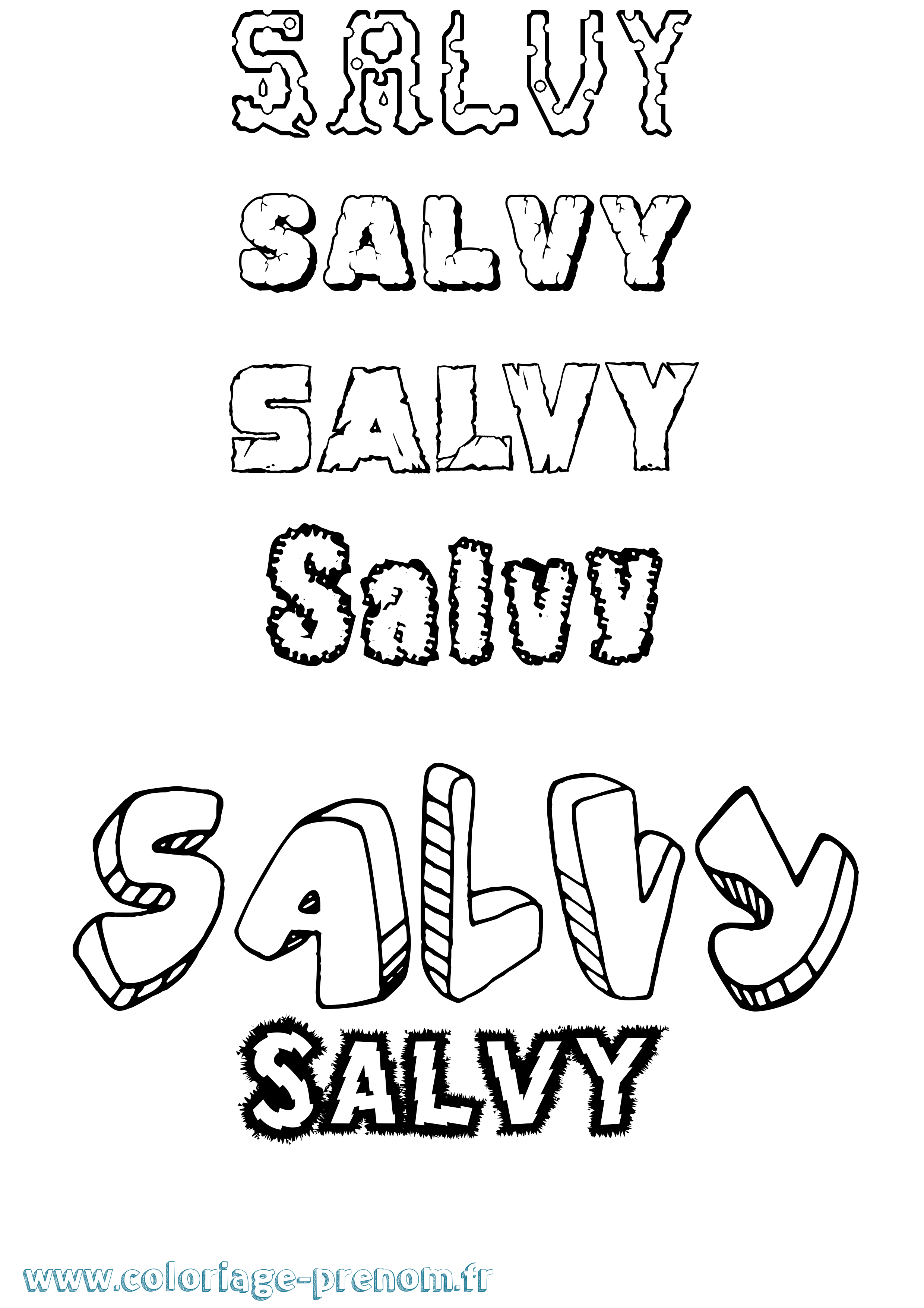 Coloriage Salvy Destructuré Coloriage prénom Salvy Destructuré