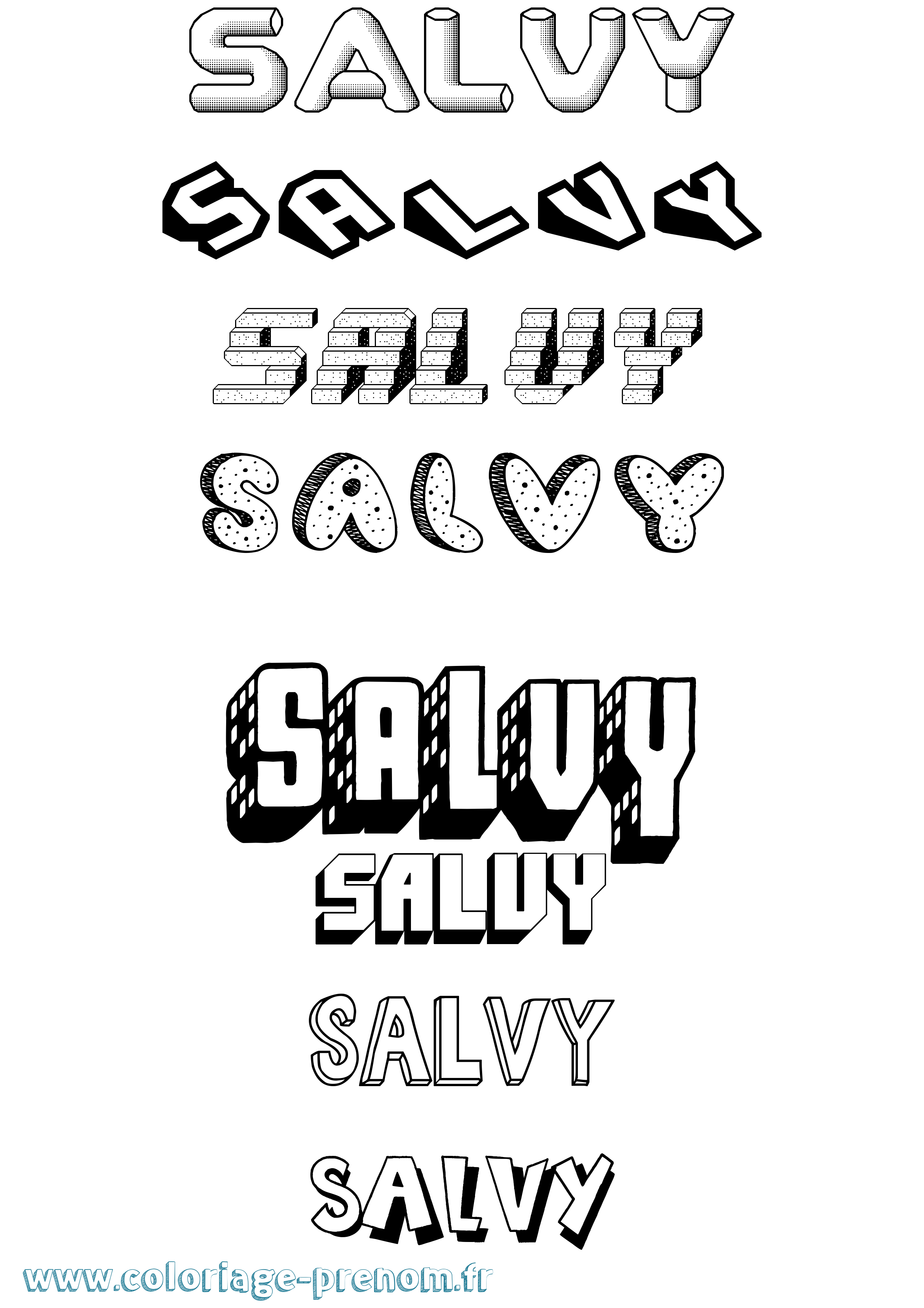Coloriage Salvy Effet 3D Coloriage prénom Salvy Effet 3D