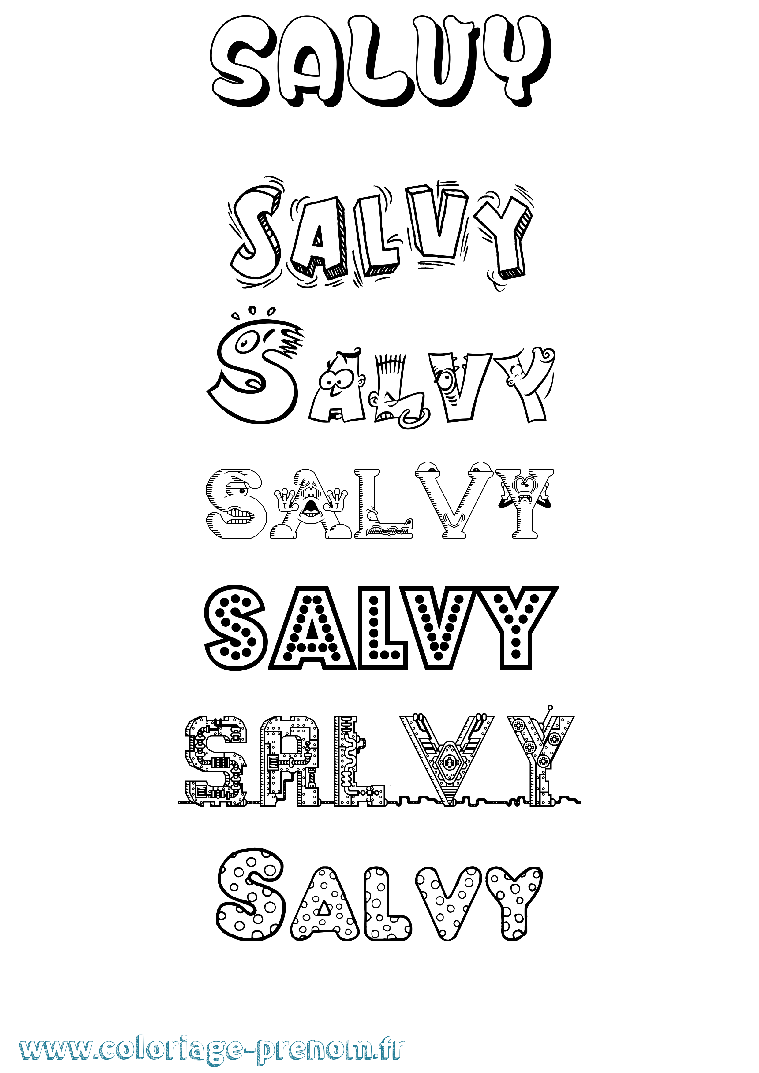Coloriage Salvy Fun Coloriage prénom Salvy Fun
