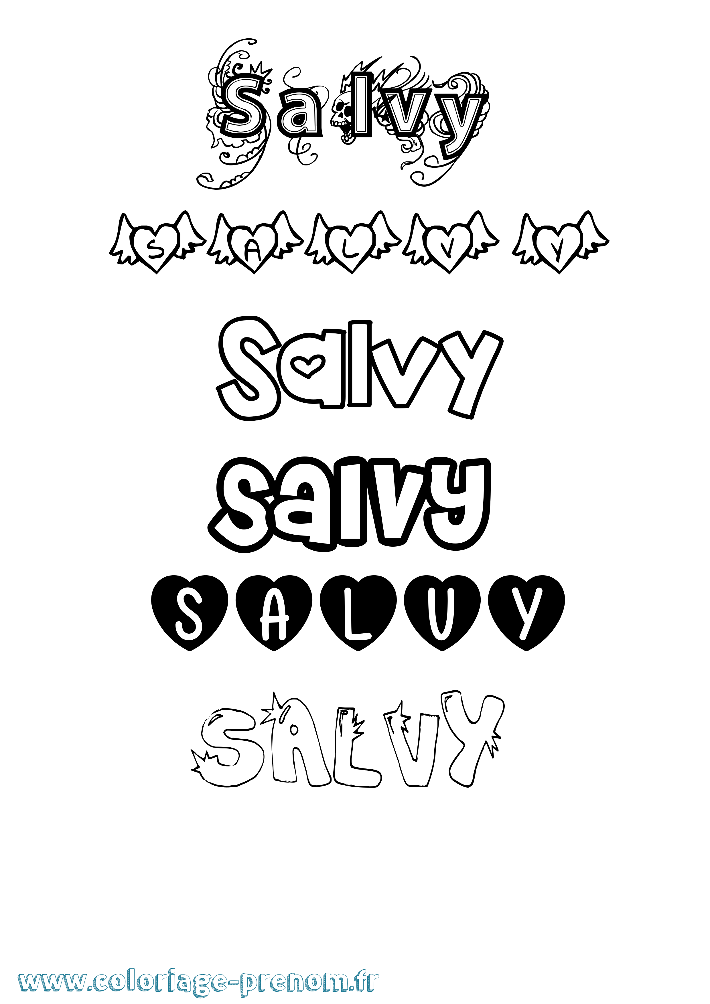 Coloriage Salvy Girly Coloriage prénom Salvy Girly